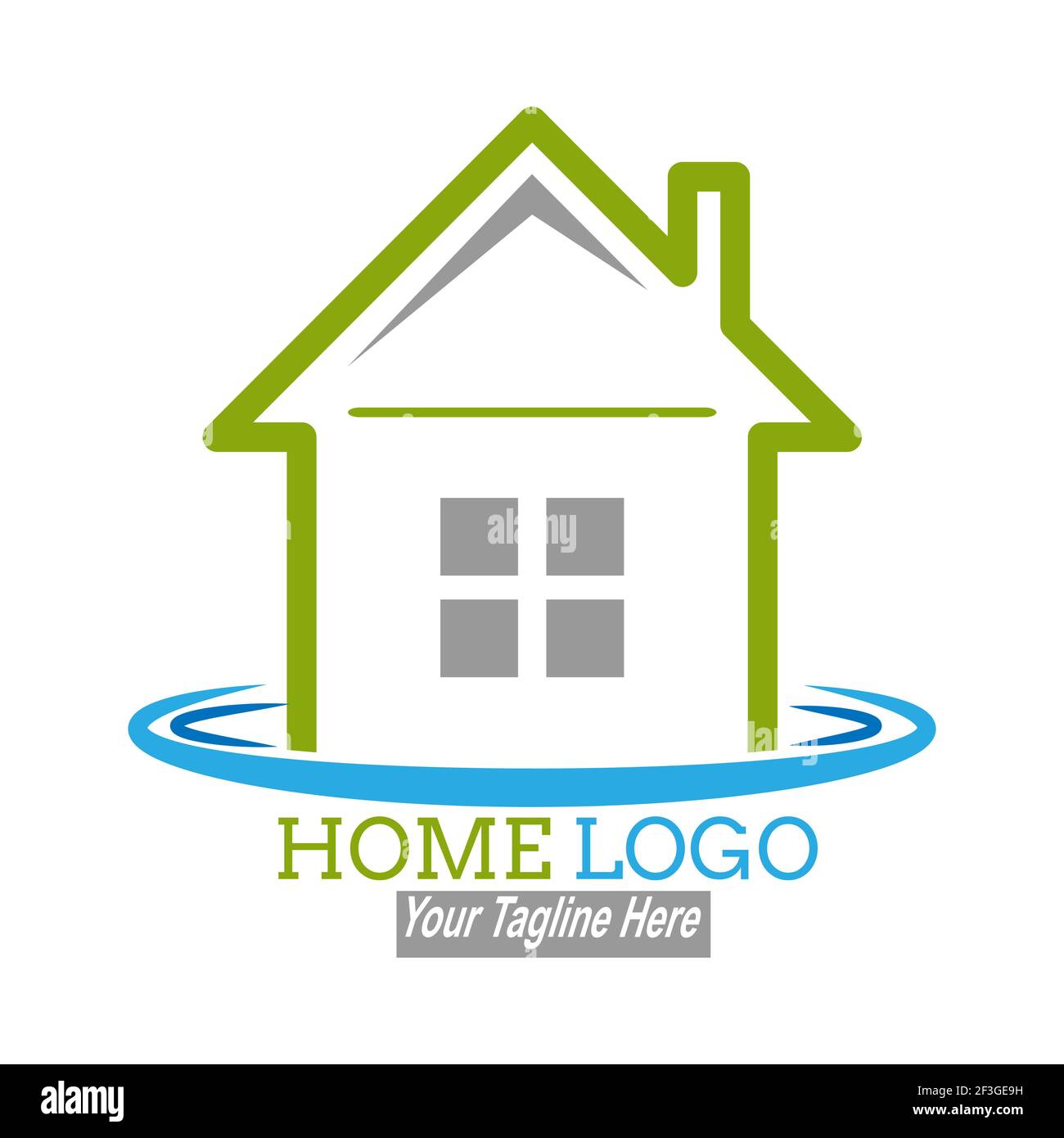 Modello per un logo, un logo o un marchio della casa. Illustrazione vettoriale isolata su sfondo bianco. Design piatto. Illustrazione Vettoriale