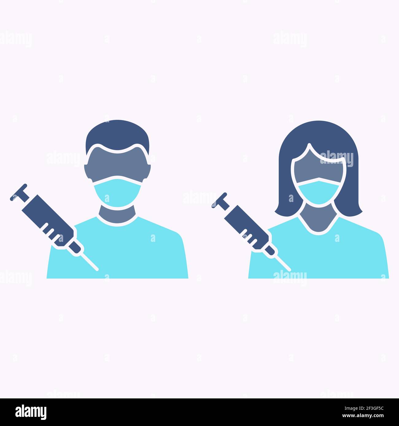 Icona di vaccinazione glifo adulto su sfondo bianco. Illustrazione vettoriale. Illustrazione Vettoriale