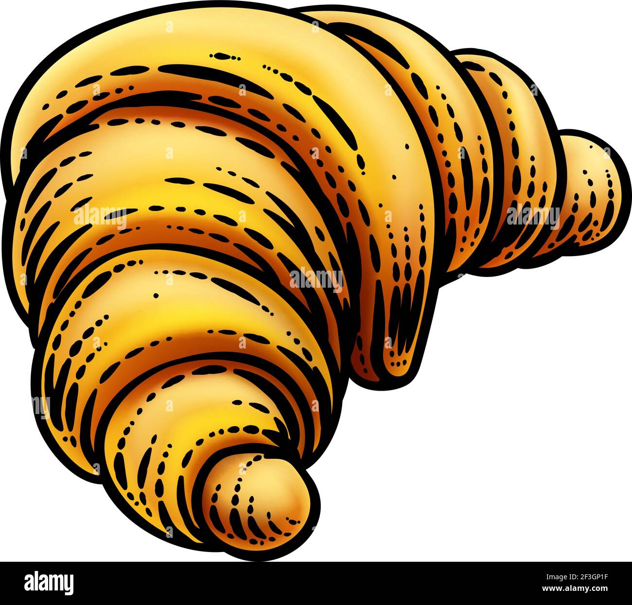 Croissant Pasticceria Pan Pan Drawing Woodcut Illustrazione Vettoriale