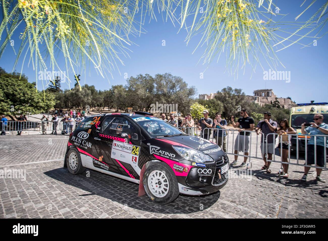 24 FALCON Emma (esp), GONZALES DELGADO Eduardo (esp), Citroen DS3 R3T, azione durante il Campionato europeo Rally 2018 - Rally Acropoli di Grece, dal 1 al 3 giugno a Lamia - Foto Gregory Lenenmand / DPPI Foto Stock