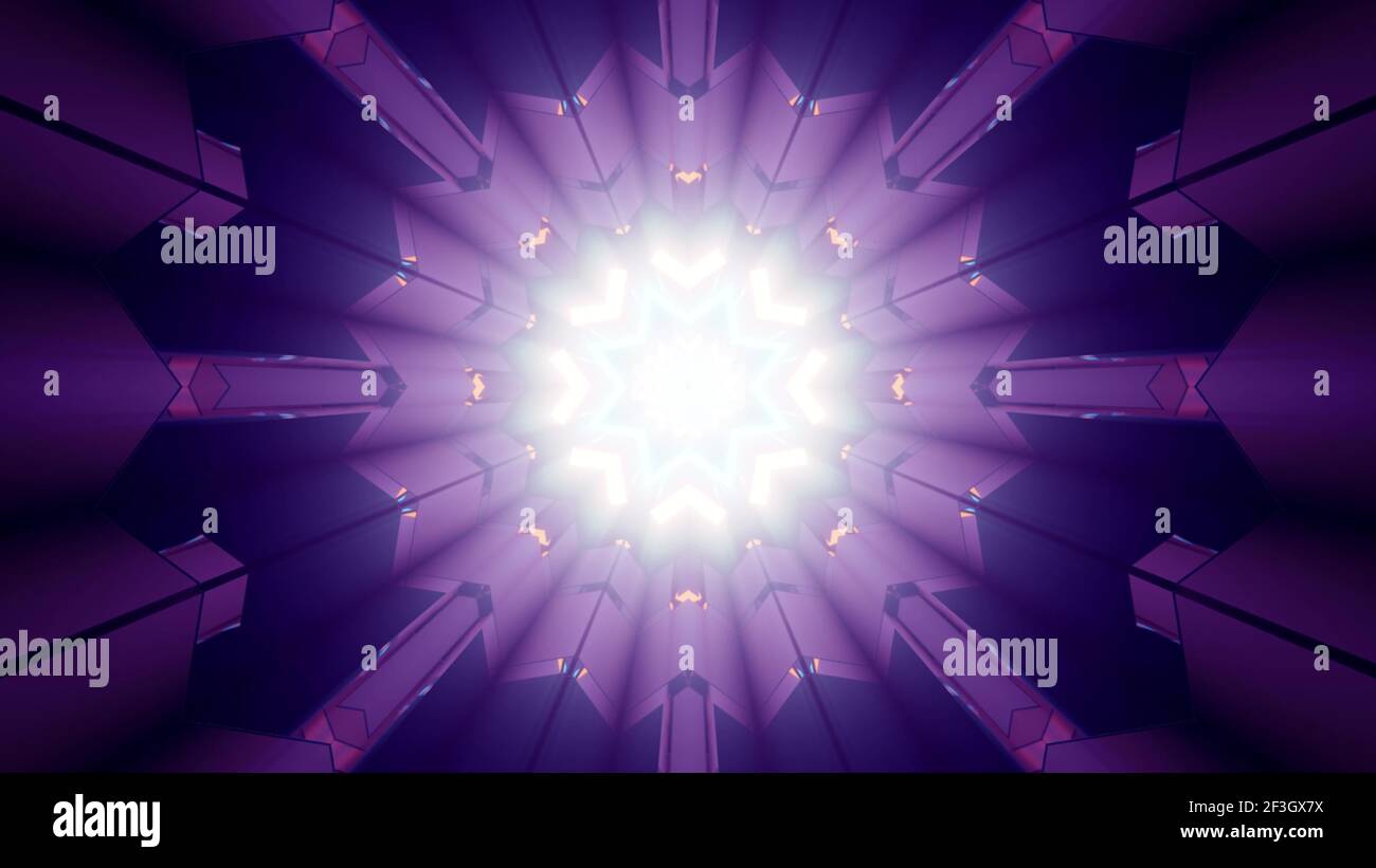 illustrazione 3d del corridoio geometrico viola Foto Stock