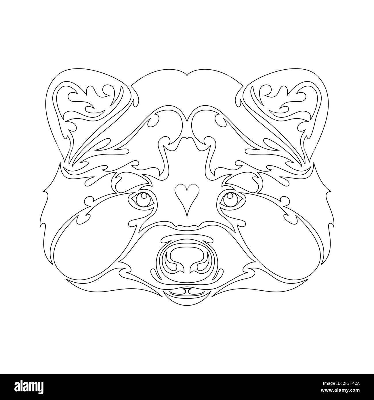 Ritratto astratto disegnato a mano di un raccoon per tatuaggio, logo, decorazione della parete, disegno di stampa di T-shirt o outwear. Illustrazione stilizzata vettoriale Illustrazione Vettoriale