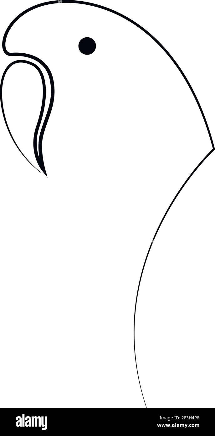 Silhouette di pappagallo a una linea. Illustrazione vettoriale in stile minimalismo disegnata a mano Illustrazione Vettoriale