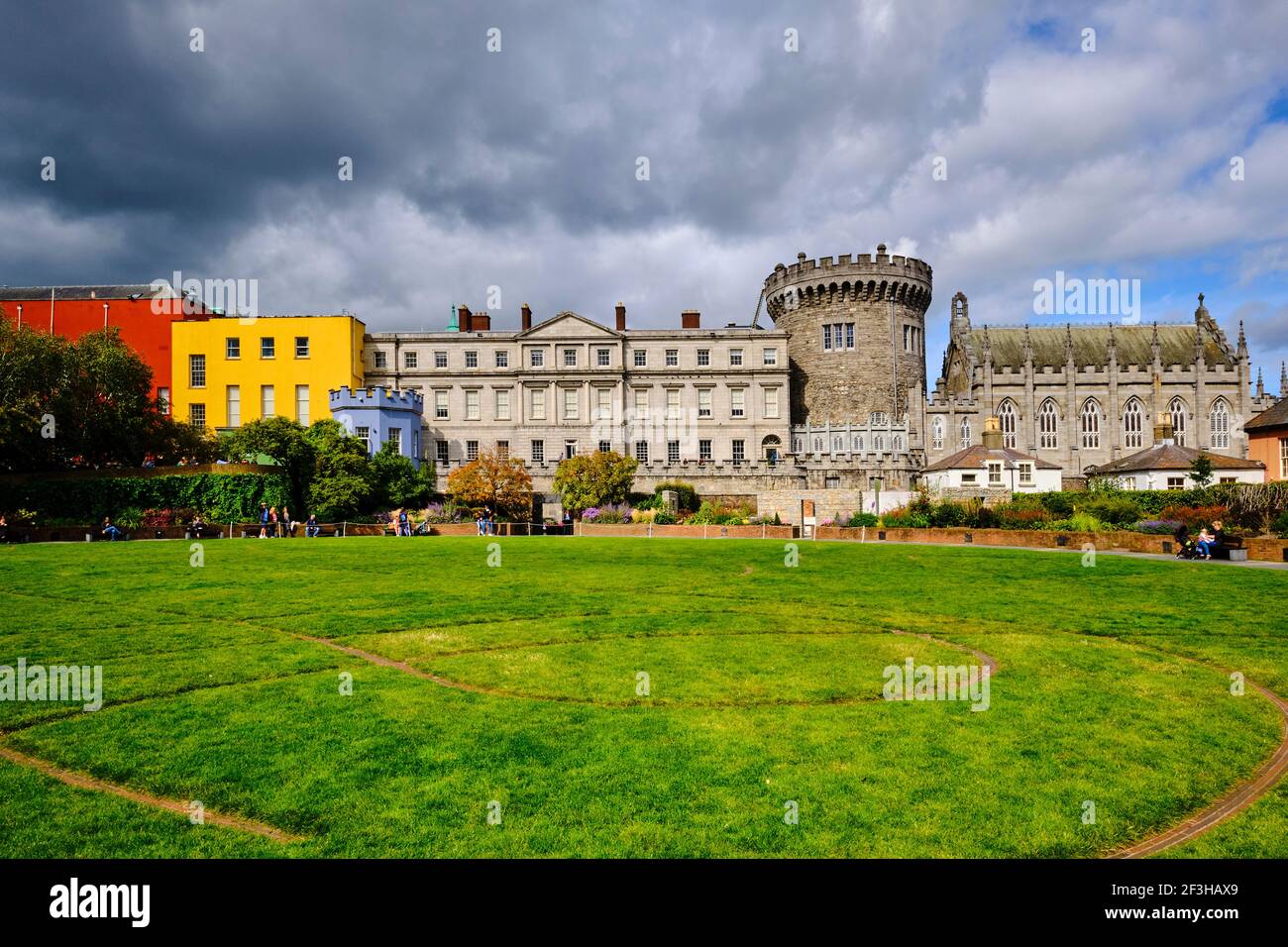 Repubblica d'Irlanda; Dublino, vista esterna dello storico Castello di Dublino in Dame Street Foto Stock