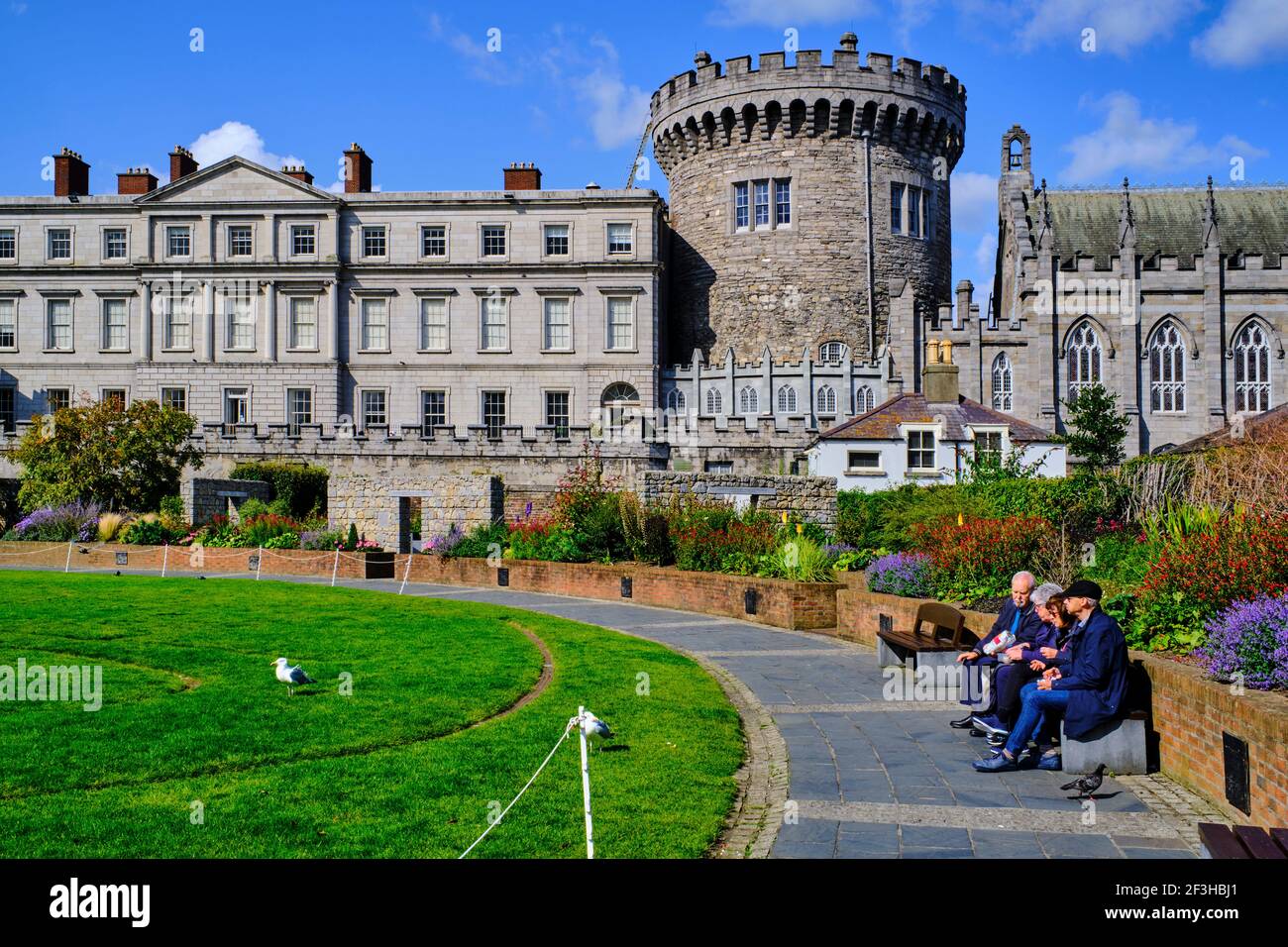 Repubblica d'Irlanda; Dublino, vista esterna dello storico Castello di Dublino in Dame Street Foto Stock