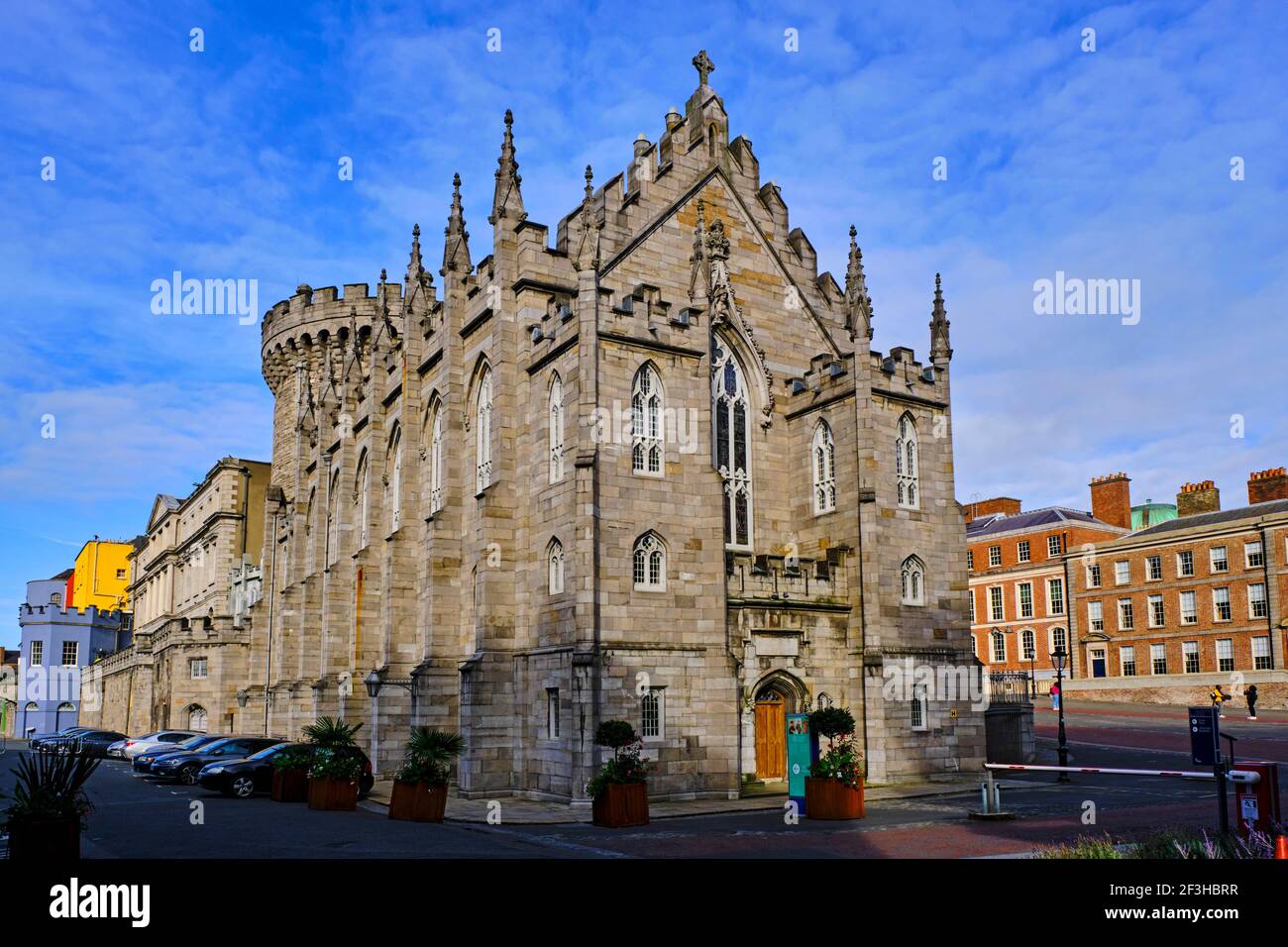 Repubblica d'Irlanda; Dublino, vista esterna dello storico Castello di Dublino in Dame Street Foto Stock