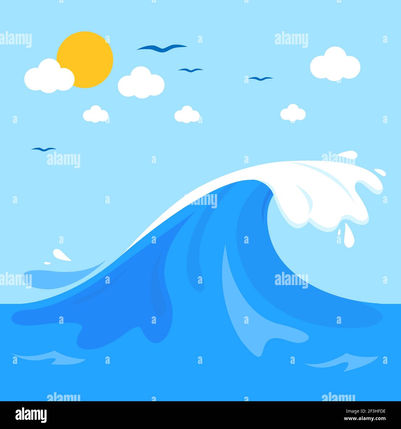 Onde nell'oceano. Sfondo dell'illustrazione. Foto Stock