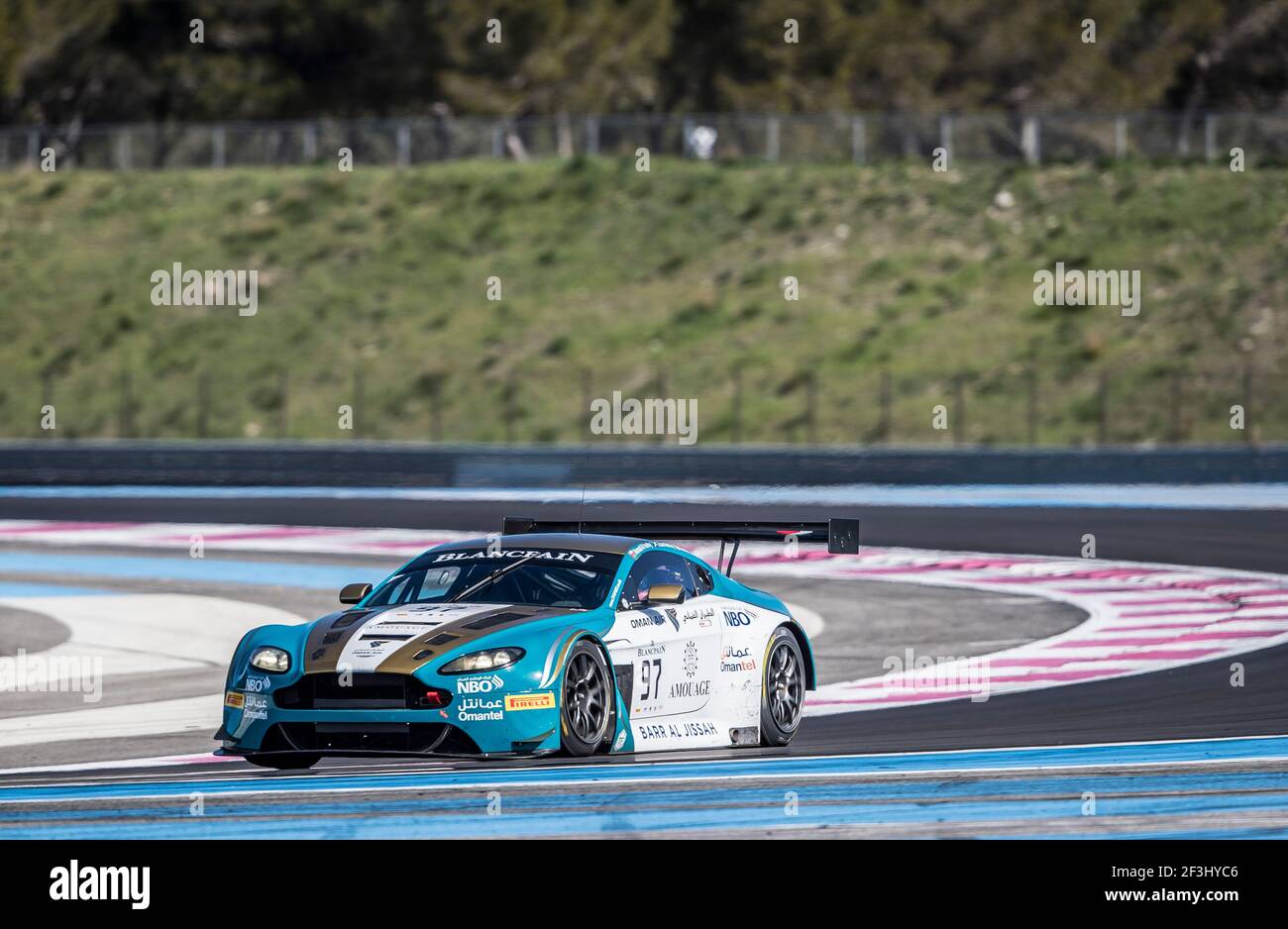 97 al HARTHY Ahmad, (OMN), MCKAY Euan, (SCO), EASTWOOD Charlie, (GBR), Oman Racing Team con TF Sport Aston Martin V12 GT3, azione durante Test Day Blancpain GT Series Endurance Cup a le Castellet dal 13 al 14 marzo 2018 - Foto Marc de Mattia / DPPI Foto Stock