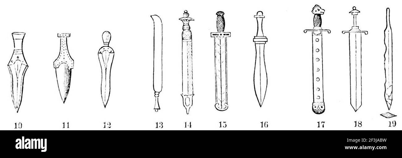 Spade e pugnali del mondo antico. Foto Stock