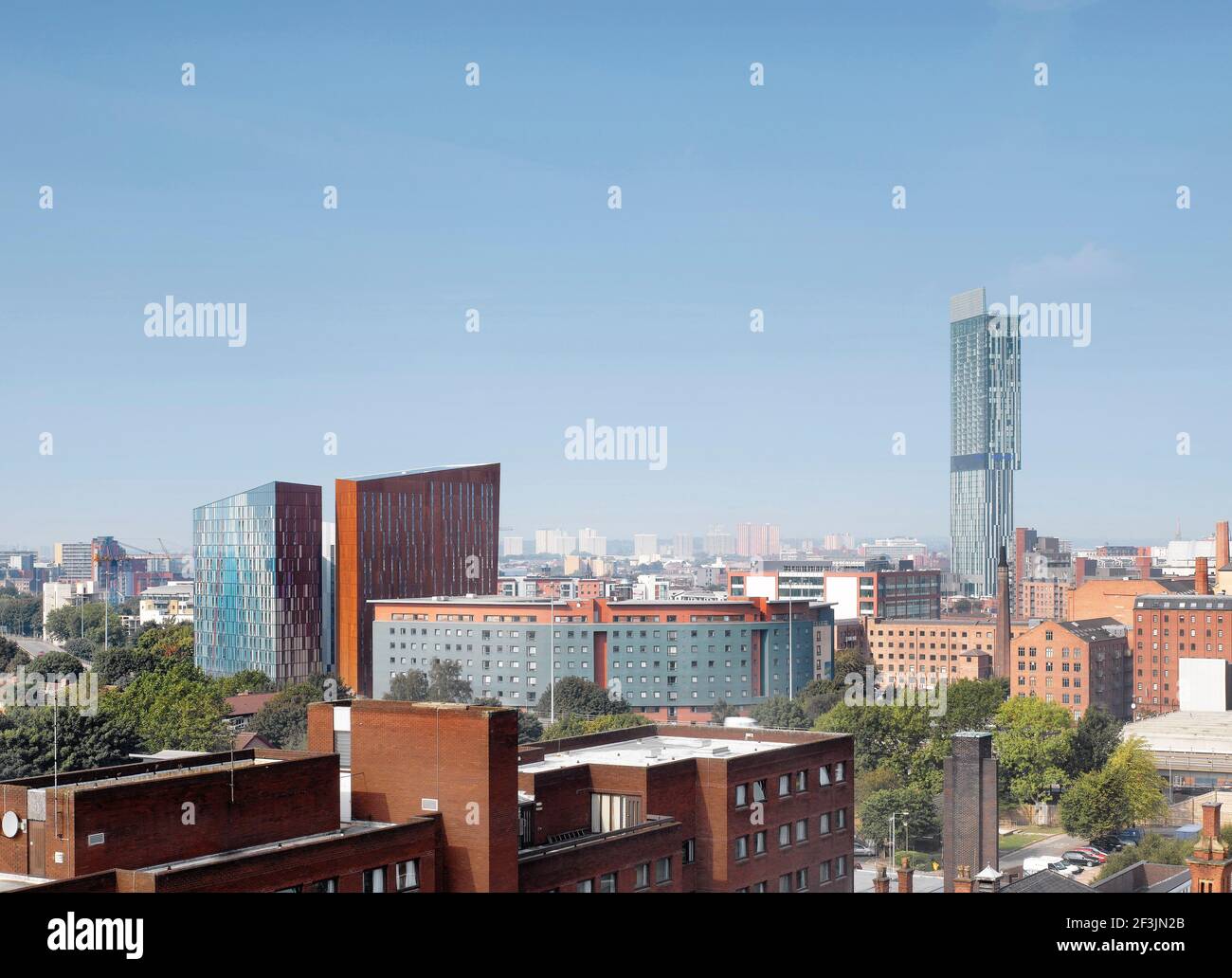 Vista sulla città mostra Parkway Gate, Manchester, Greater Manchester. Foto Stock