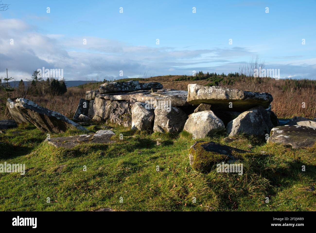 Tomba di Leap Wedge di Giant, Cavan Burren Park, Geopark, Blacklion, Irlanda, Foto Stock