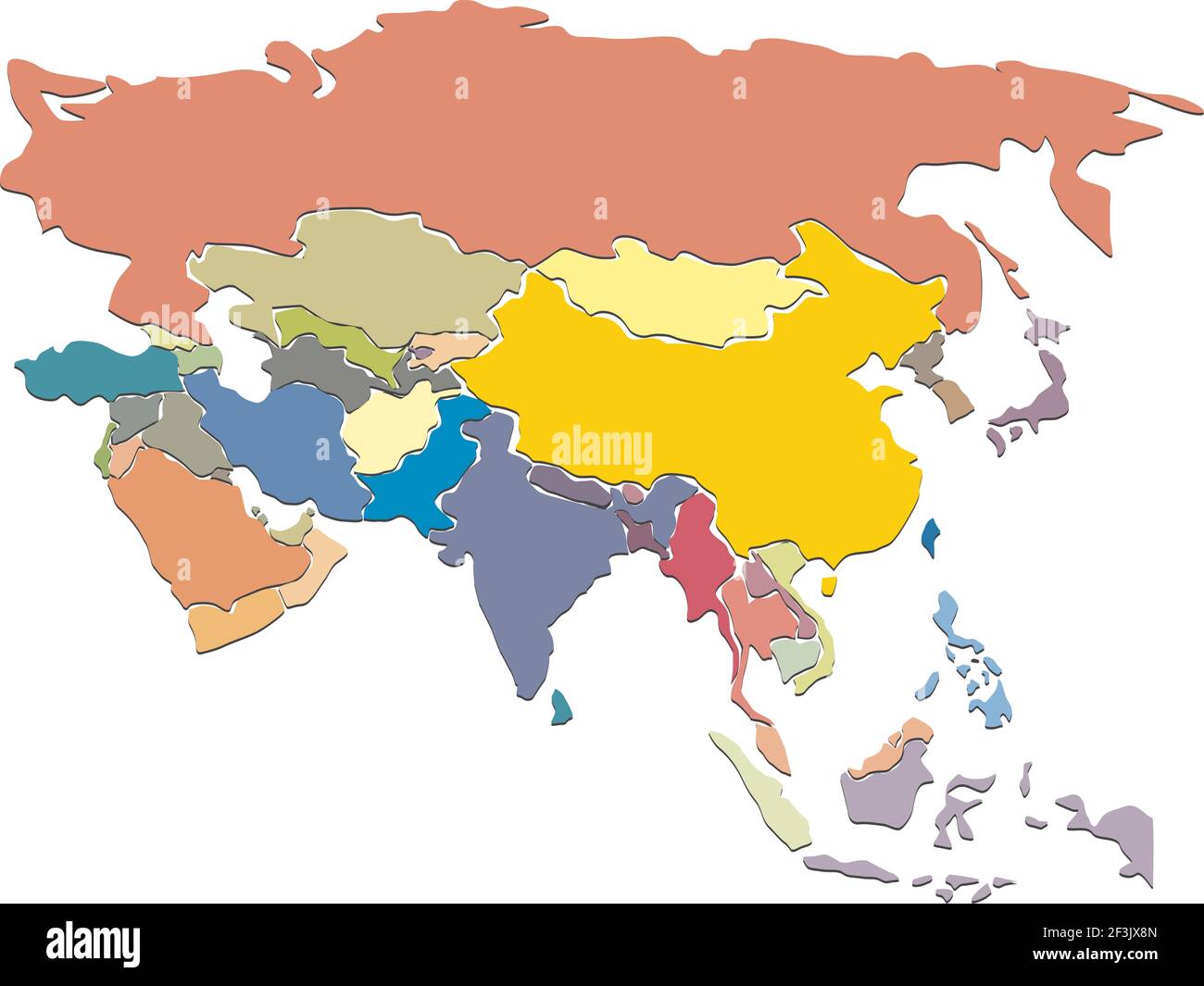 Asia politica mappa Illustrazione Vettoriale