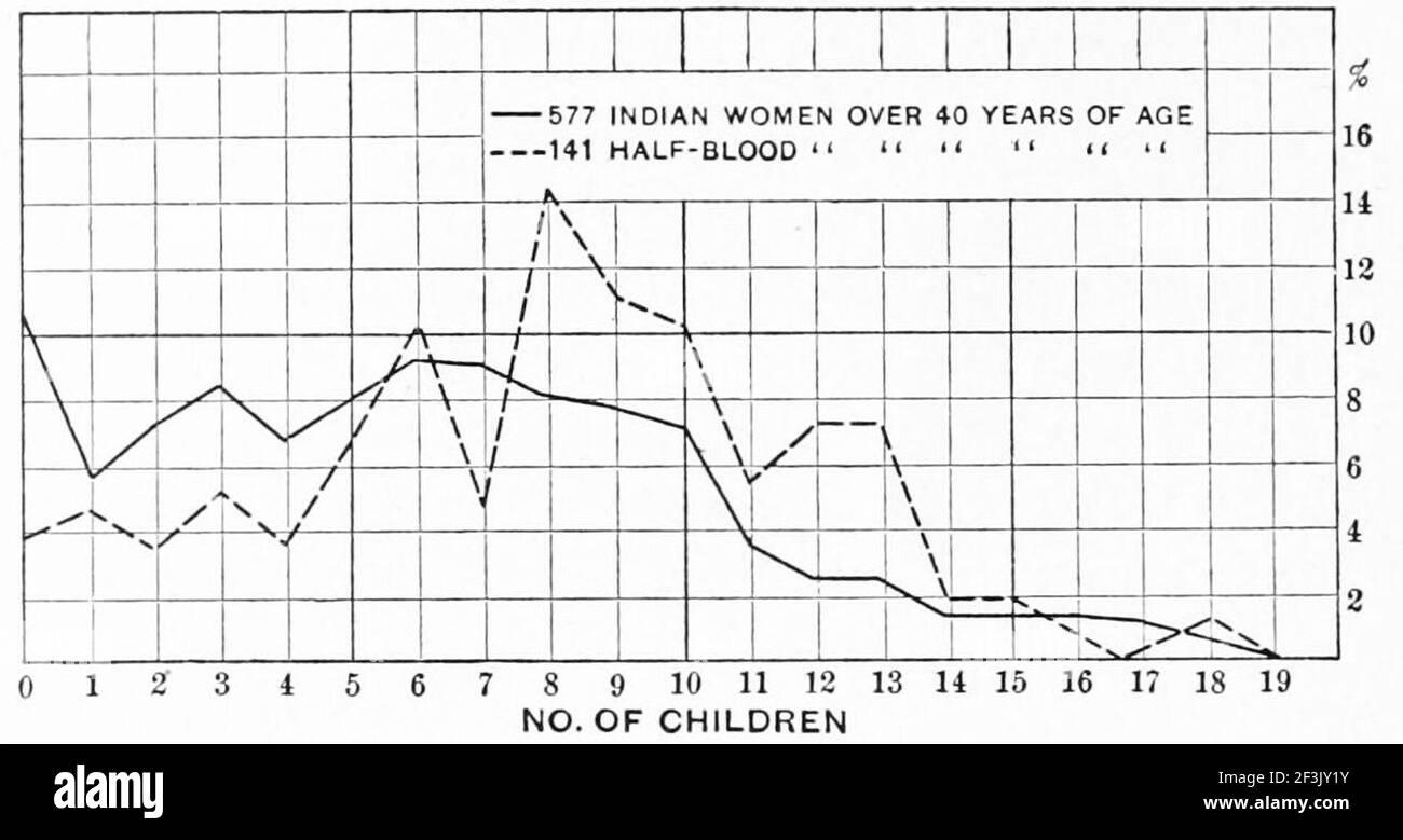 Grafico statistico dei bambini di donne indiane e miste del sangue. Foto Stock