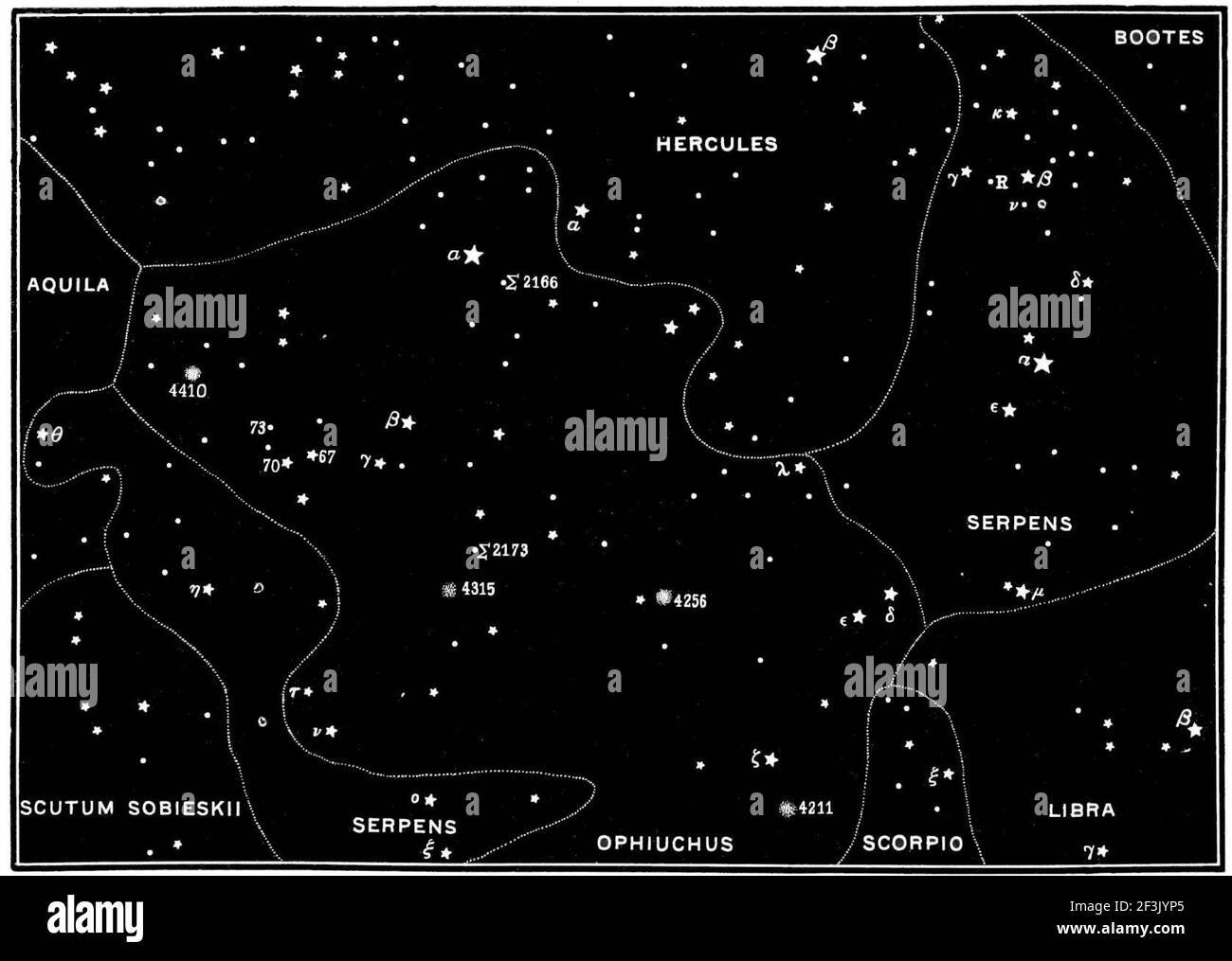 Meraviglie del cielo notturno mappa 14. Foto Stock
