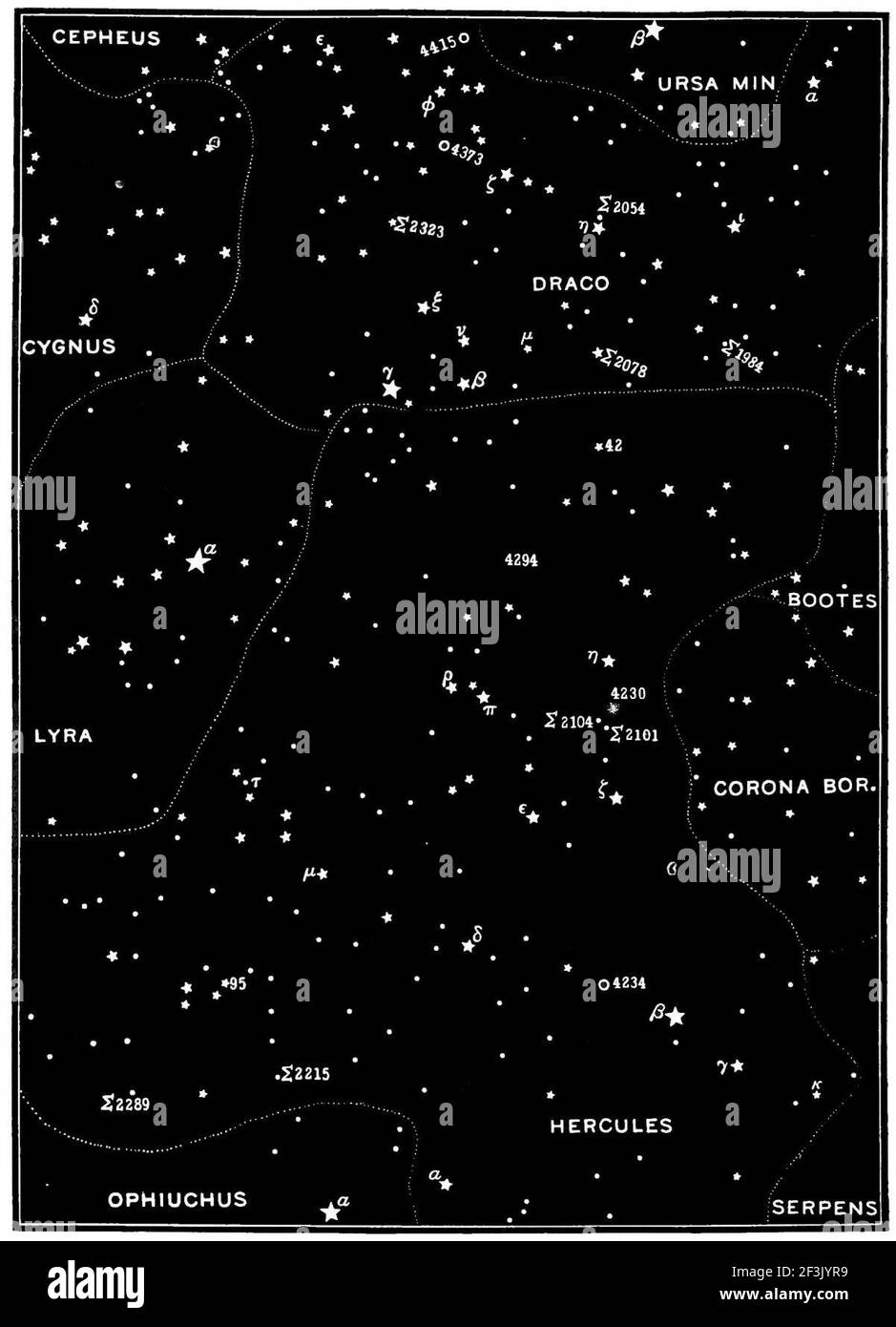 Meraviglie del cielo notturno mappa 15. Foto Stock