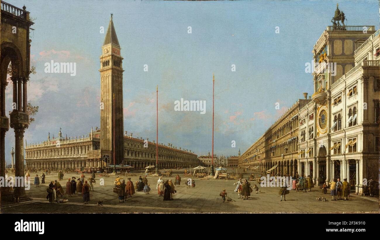 Piazza San Marco, a sud e ad ovest, (Venezia), pittura paesaggistica di Canaletto, 1763 Foto Stock