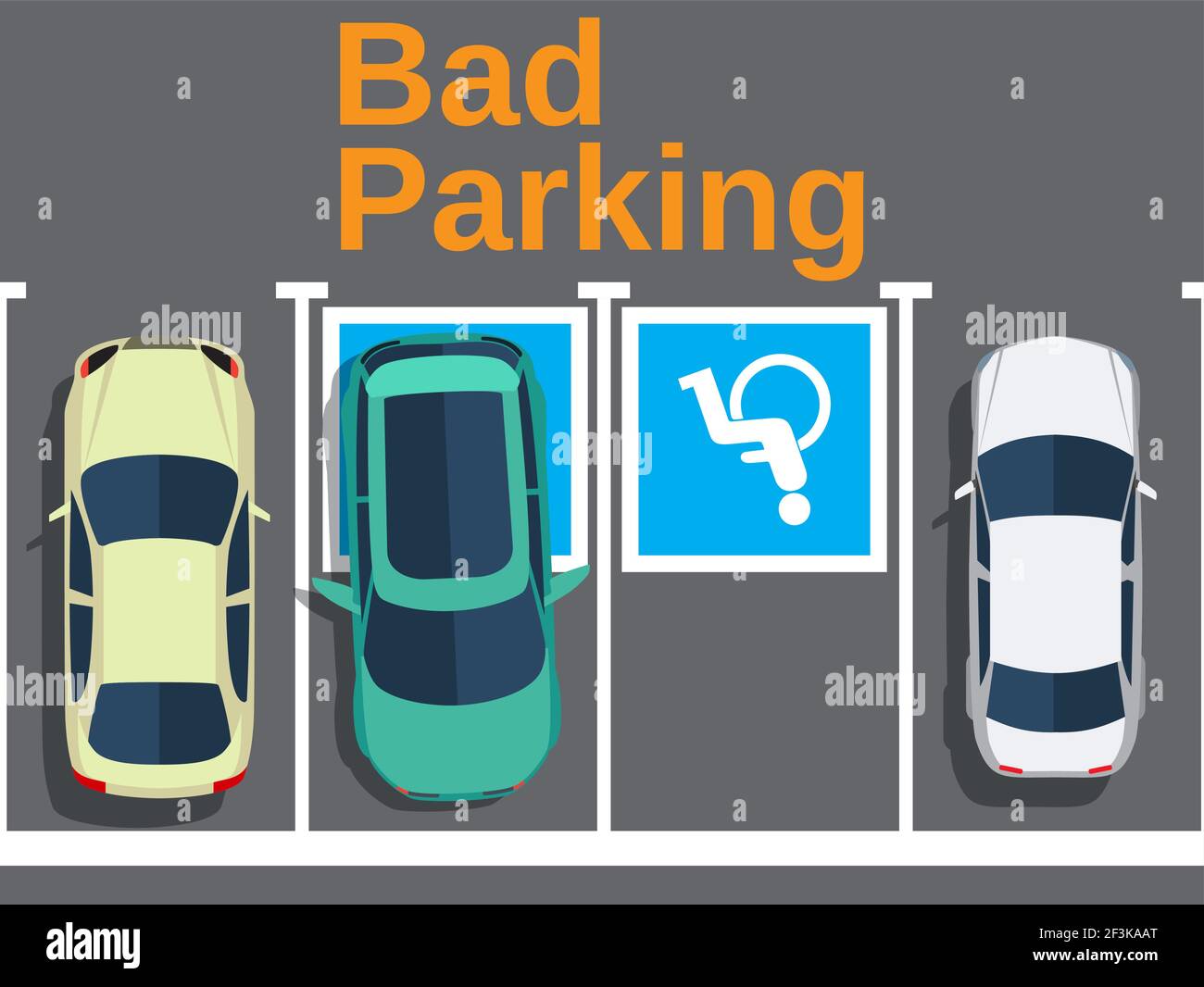 Il parcheggio non è buono, l'auto è parcheggiata per disabili Illustrazione Vettoriale