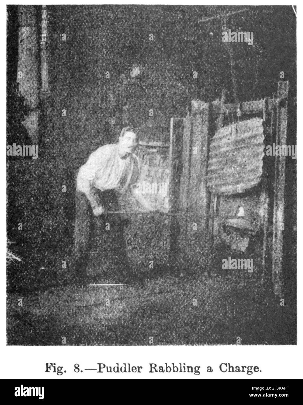 Forno di pudling Rabbling. Foto Stock