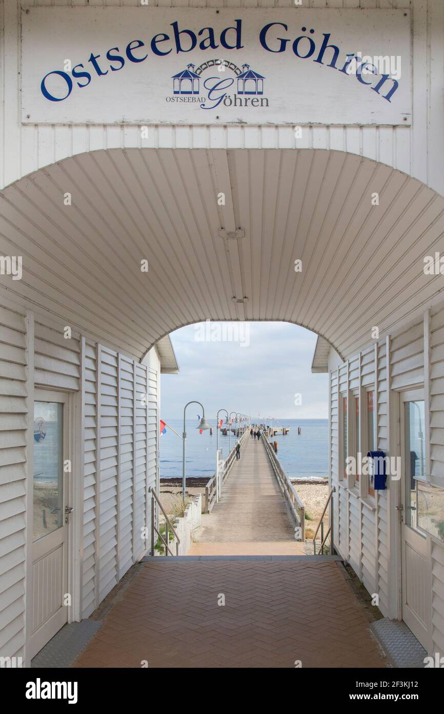 Ponte di mare a Goehren, Isola di Ruegen, Meclemburgo-Pomerania occidentale, Germania Foto Stock