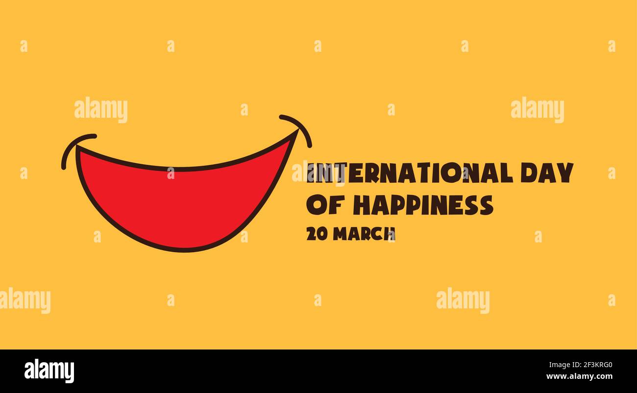 Poster giornata internazionale della felicità, striscione sorriso, vettore di illustrazione Illustrazione Vettoriale