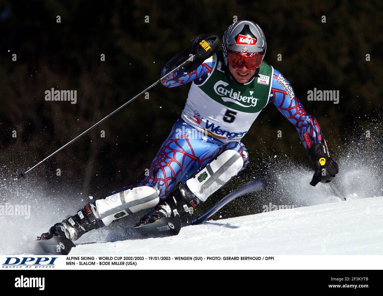 SCI ALPINO - COPPA DEL MONDO 2002/2003 - 19/01/2003 - WENGEN (SUI) - FOTO: GERARD BERTHOUD / DPPI MEN - SLALOM - BODE MILLER (USA) Foto Stock