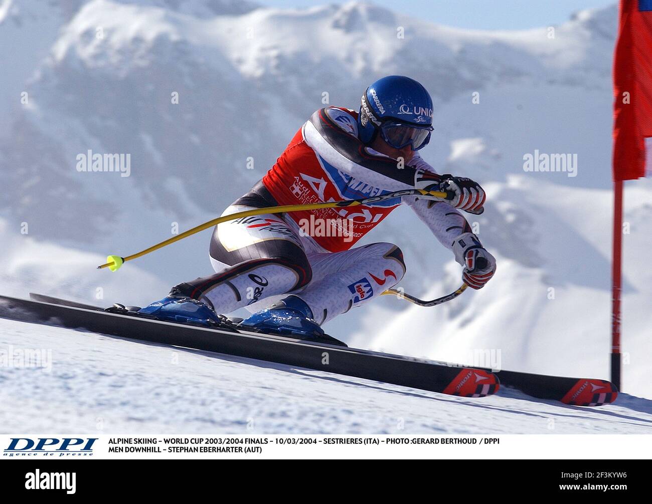 SCI ALPINO - COPPA DEL MONDO 2003/2004 FINALI - 10/03/2004 - SESTRIERES (ITA) - FOTO :GERARD BERTHOUD / DPPI UOMINI IN DISCESA - STEPHAN EBERHARTER (AUT) Foto Stock