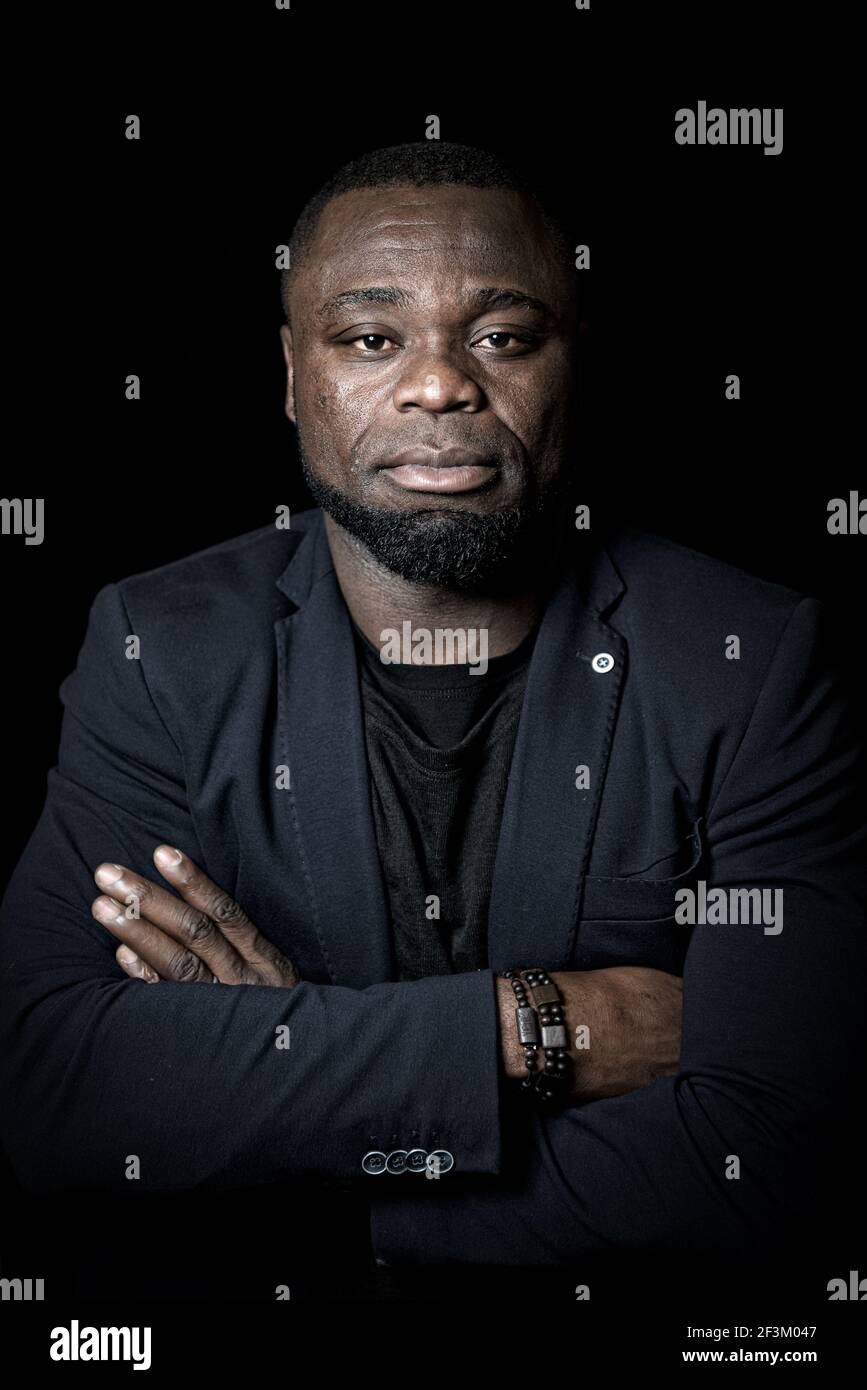 Ritratto di ex tedesco giocatore di calcio, trainer & manager Gerald Asamoah Foto Stock