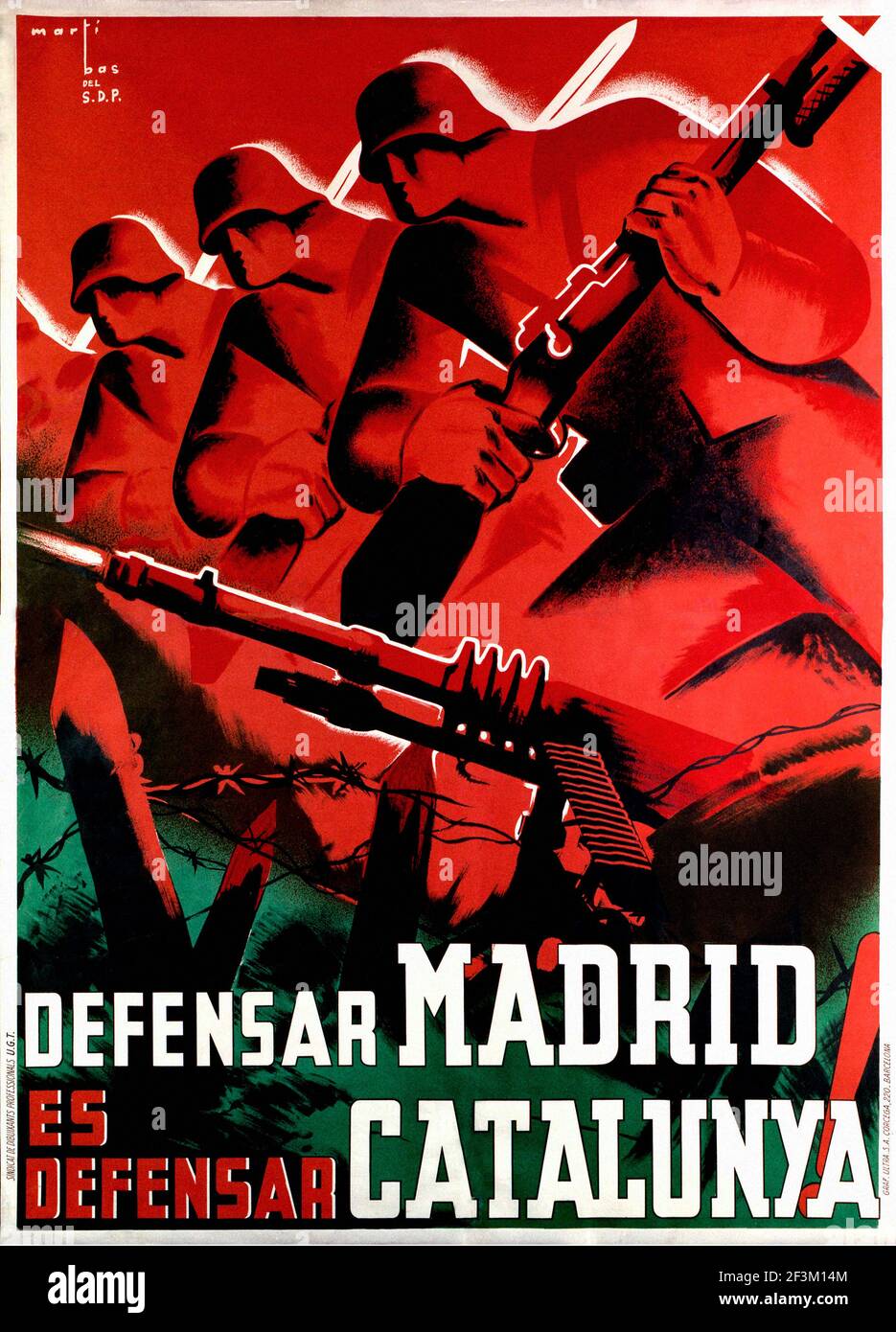 Manifesto della propaganda spagnola della Guerra civile. Difendere Madrid difende la Catalogna! 1937 Foto Stock