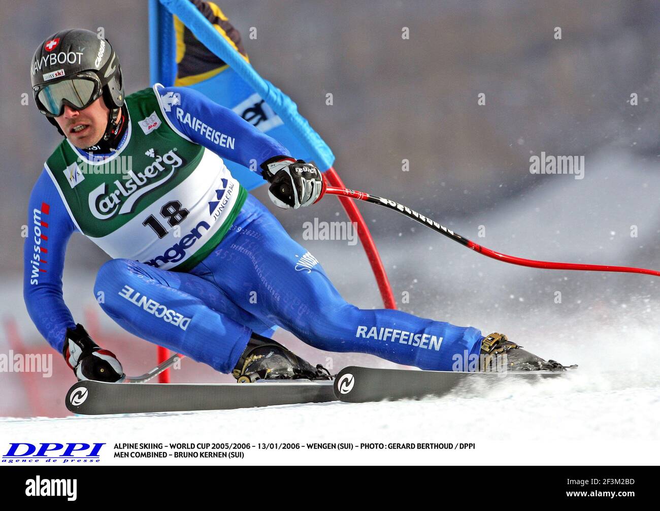 SCI ALPINO - COPPA DEL MONDO 2005/2006 - 13/01/2006 - WENGEN (SUI) - FOTO : GERARD BERTHOUD / DPPI UOMINI COMBINATI - BRUNO KERNEN (SUI) Foto Stock