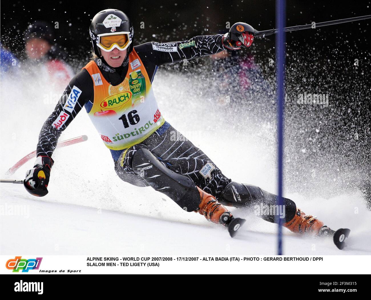 SCI ALPINO - COPPA DEL MONDO 2007/2008 - 17/12/2007 - ALTA BADIA (ITA) - FOTO : GERARD BERTHOUD / DPPI SLALOM MEN - TED LIGETY (USA) Foto Stock