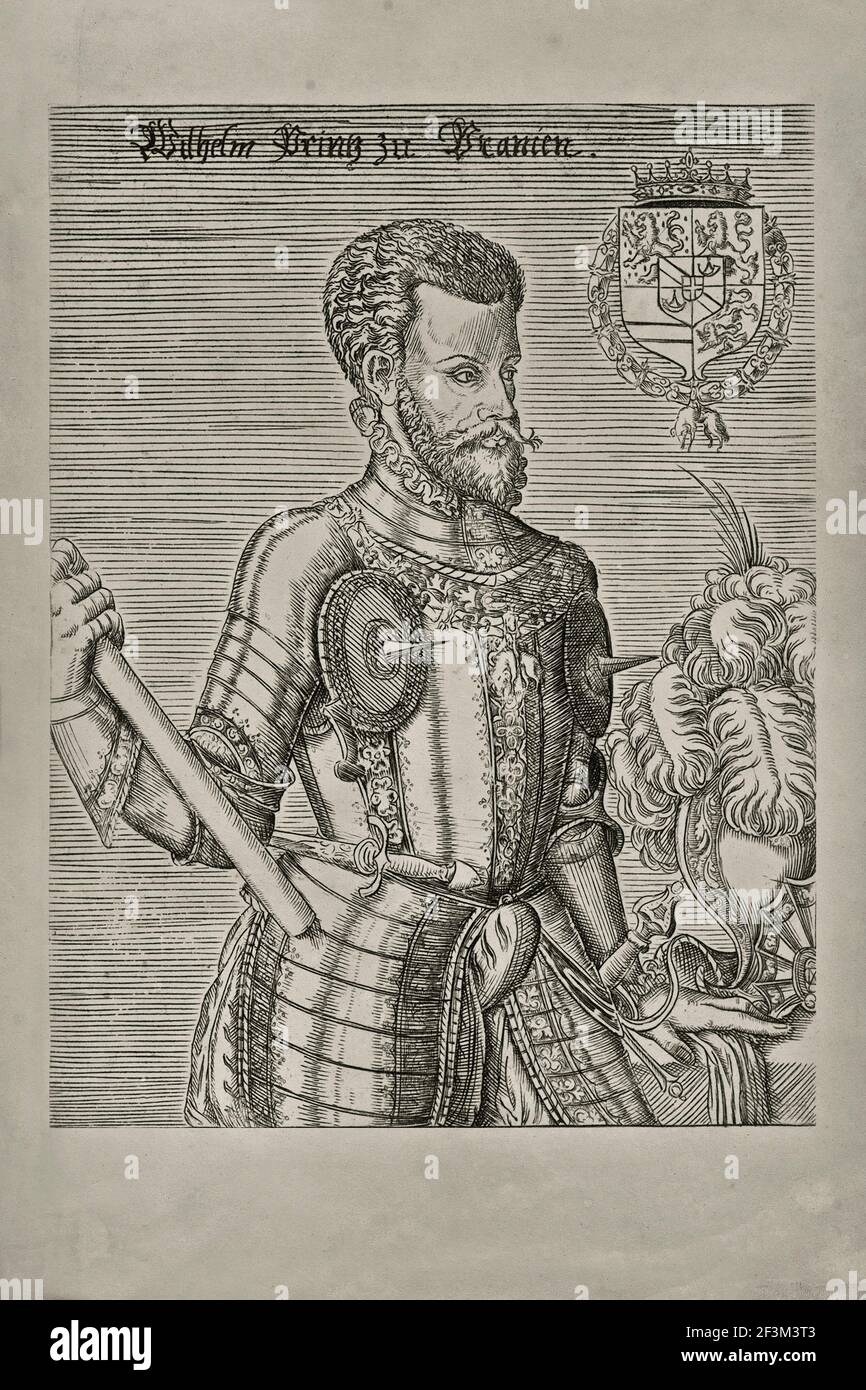 Guglielmo I, principe di Orange (1533 - 1584), noto anche come William silenzioso o Guglielmo il taciturno o più comunemente noto come Guglielmo d Orange, è stato t Foto Stock