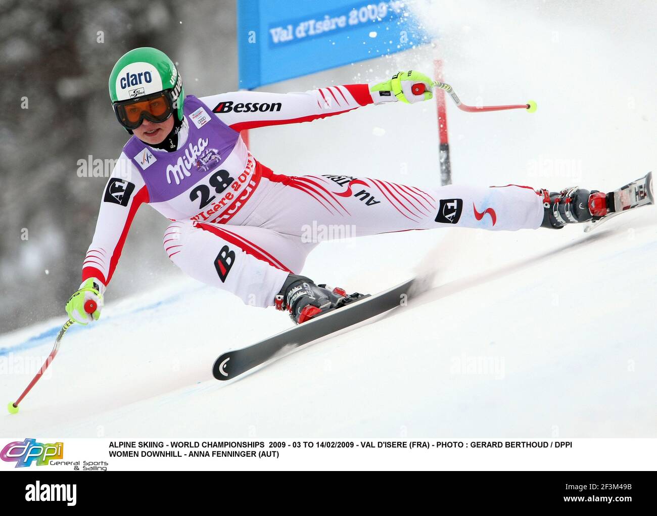 SCI ALPINO - CAMPIONATI MONDIALI 2009 - DAL 03 AL 14/02/2009 - VAL D'ISERE (FRA) - FOTO : GERARD BERTHOUD / DPPI DONNE DISCESA LIBERA - ANNA FENNINGER (AUT) Foto Stock