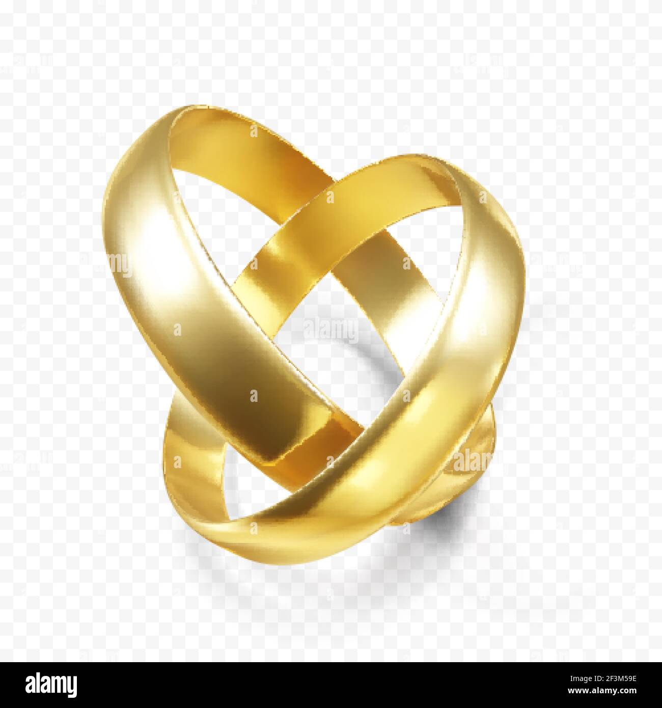 Coppia di anelli dorati di nozze. Associa rendering anello 3D oro. Vettore Illustrazione Vettoriale