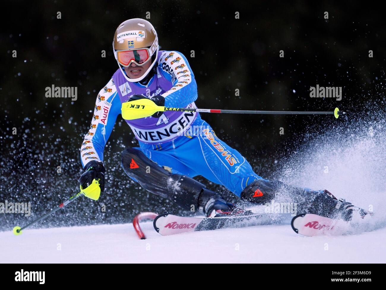 SCI ALPINO - COPPA DEL MONDO 2010/2011 - WENGEN (SUI) - 16/01/2011 - FOTO : GERARD BERTHOUD / DPPI - UOMINI SLALOM - ANDRE MYHRER (SWE) Foto Stock SCI ALPINO - COPPA DEL MONDO 2010/2011 - WENGEN (SUI) - 16/01/2011 - FOTO : GERARD BERTHOUD / DPPI - UOMINI SLALOM - ANDRE MYHRER (SWE) Foto Stock