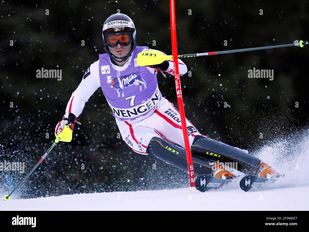SCI ALPINO - COPPA DEL MONDO 2010/2011 - WENGEN (SUI) - 16/01/2011 - FOTO : GERARD BERTHOUD / DPPI - SLALOM MASCHILE - REINFRIED HERBST (AUT) Foto Stock SCI ALPINO - COPPA DEL MONDO 2010/2011 - WENGEN (SUI) - 16/01/2011 - FOTO : GERARD BERTHOUD / DPPI - SLALOM MASCHILE - REINFRIED HERBST (AUT) Foto Stock