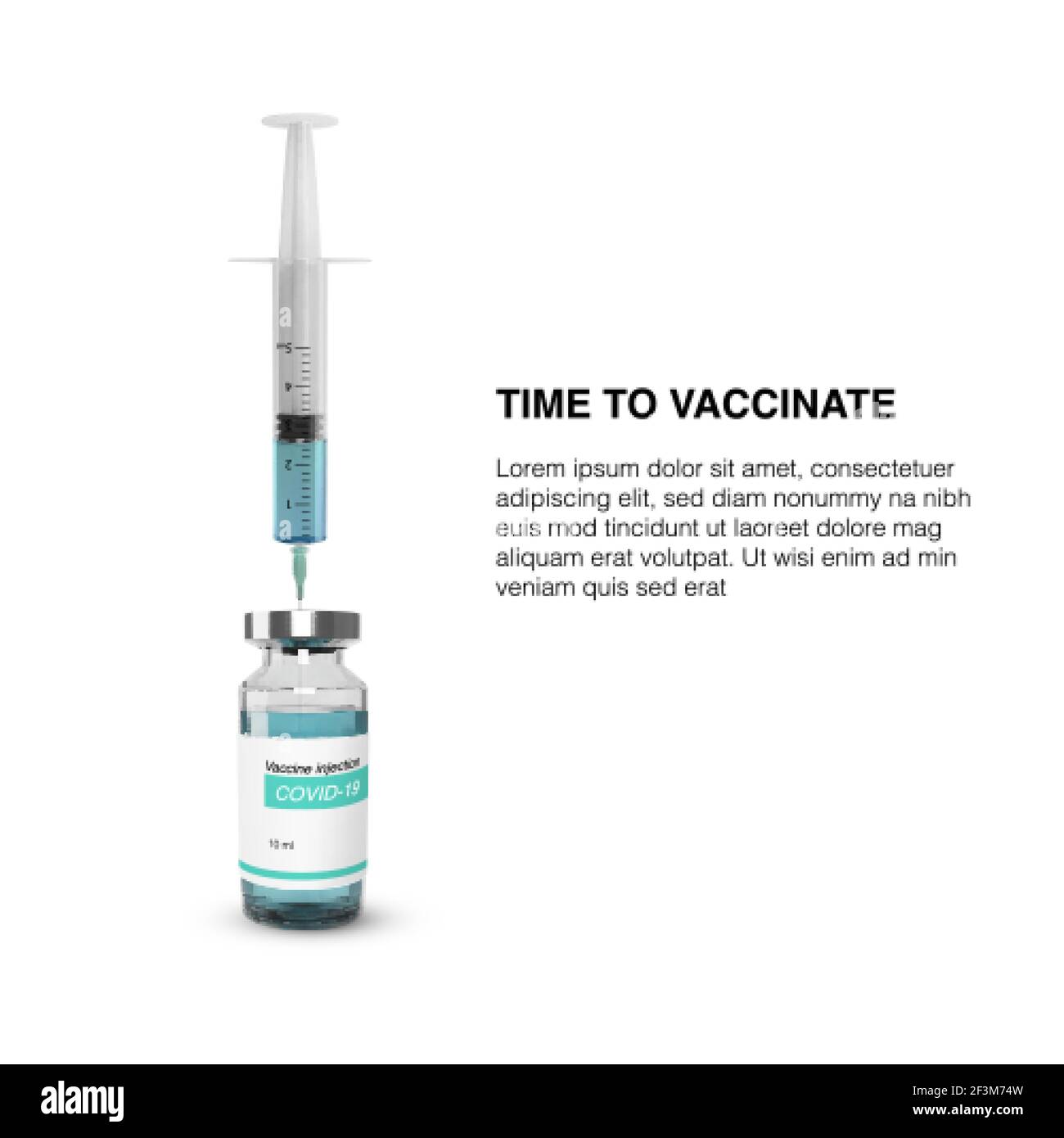 Flacone di vetro vaccino con siringa. Programma globale di medicina di vaccinazione. Illustrazione vettoriale Illustrazione Vettoriale