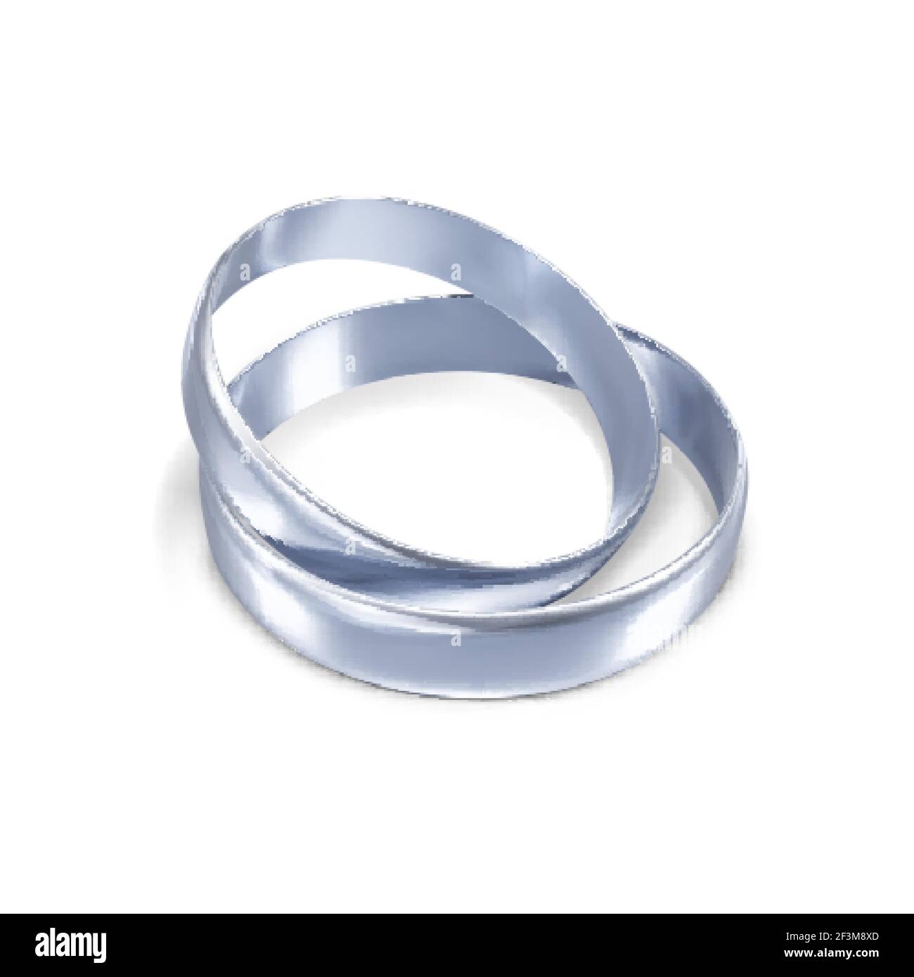 Coppia di anelli di nozze in argento o platino. oggetto di gioielleria 3d. Illustrazione vettoriale Illustrazione Vettoriale