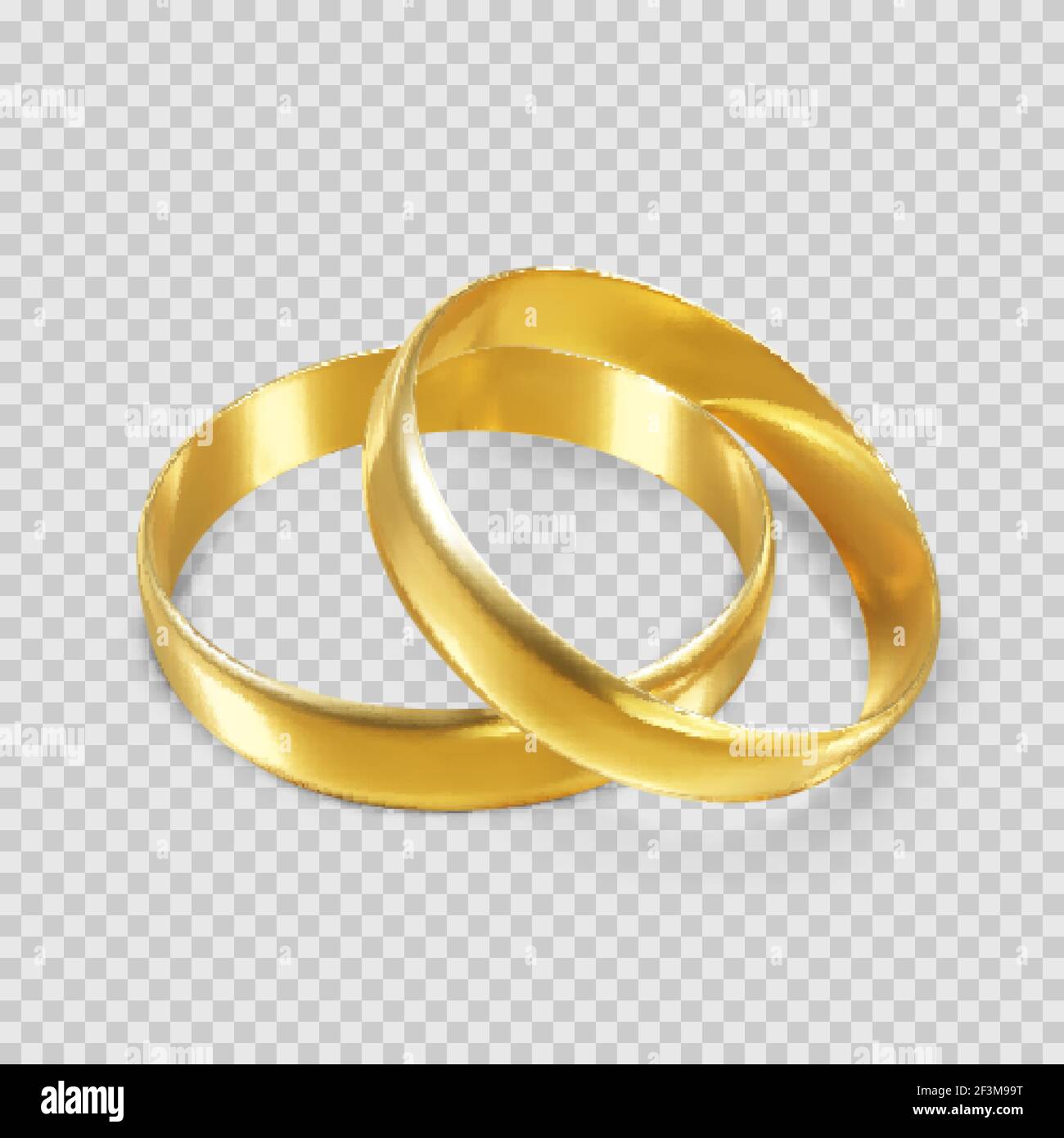 Coppia di anelli dorati lucidi. Anello simbolo di matrimonio. Vettore isolato Illustrazione Vettoriale
