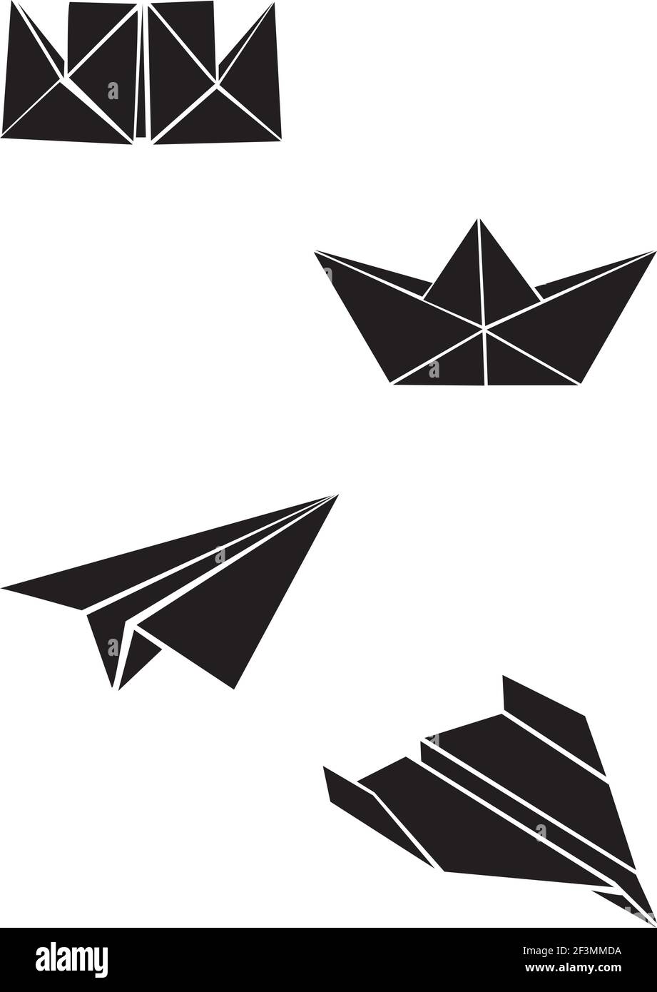 Carta Origami imbarcazioni e aerei Illustrazione Vettoriale