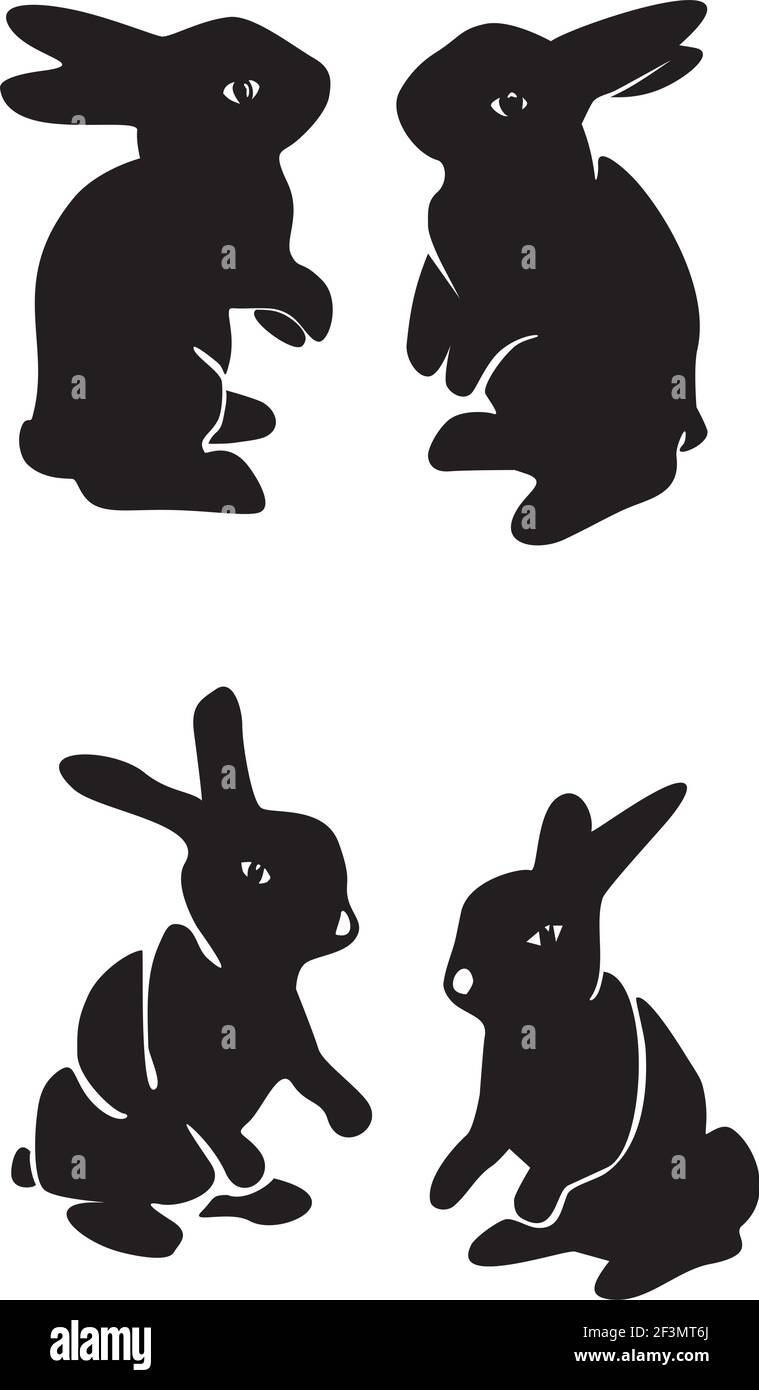 Set di silhouette conigliate Illustrazione Vettoriale
