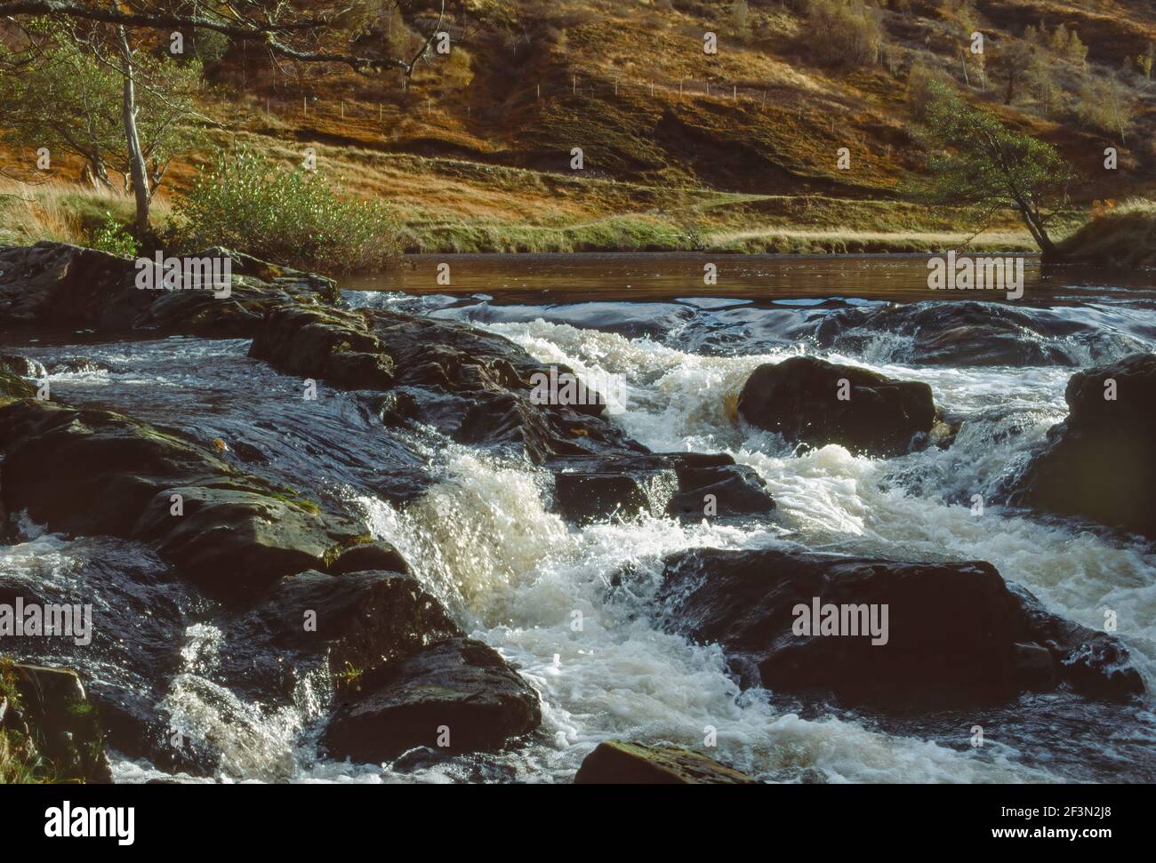 Cascacades sul fiume Affric come entra Loch Affric Scozia Foto Stock