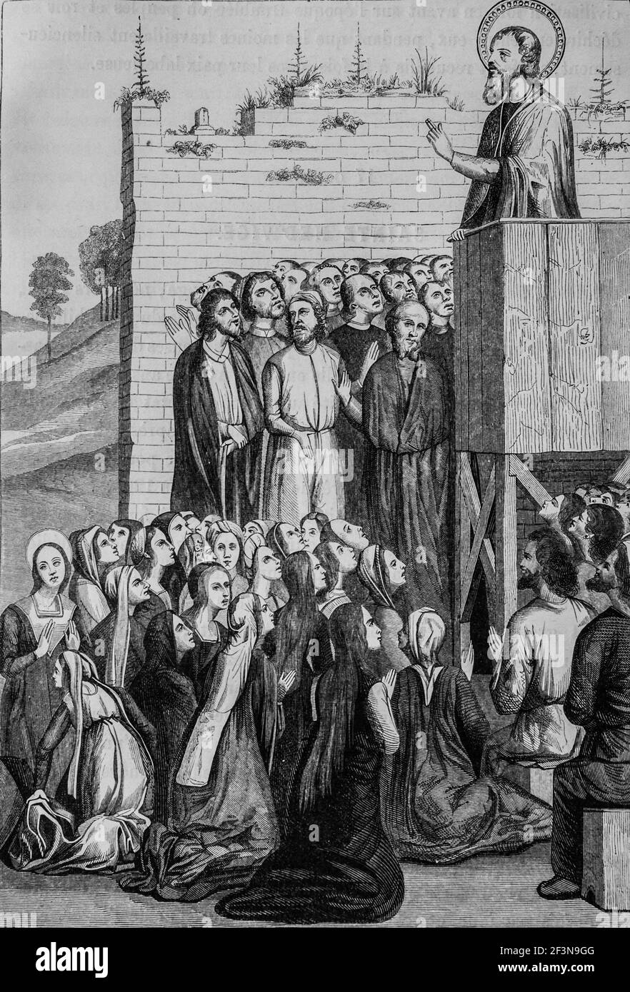 predication d'un apotre du christianisme, la vie illustre des saints,editeur firmin -didot, 1887 Foto Stock