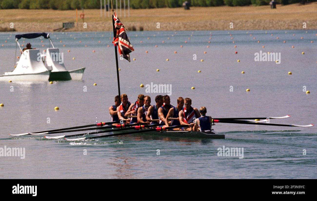 MENS OTTO FINALE A SYDNEY CON: COX ROWLEY DOUGLAS, STEVE TRAPMORE, FRED SCARLETT, KIERAN WEST, LUKA GRUBOR, LOUIS ATTRILL, SIMON DENNIS, BEN HUNT-DAVIS E ANDREW LINDSAY DOPO AVER VINTO L'ORO. Foto Stock