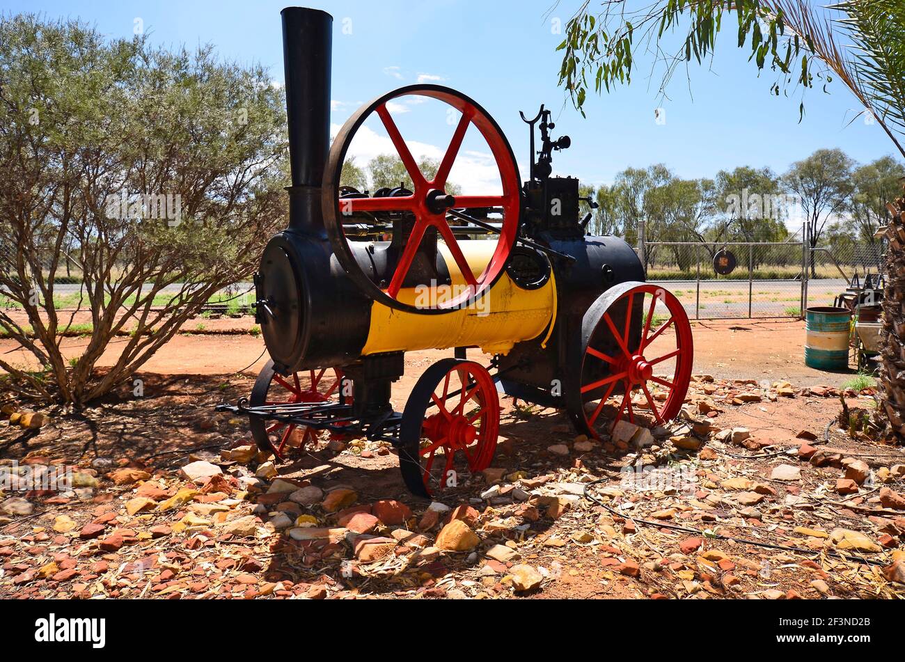 Alice Springs, NT, Australia - 20 Novembre 2017: Vintage veicolo a vapore nel treno Ghan Museum vicino alla città nel Territorio del Nord Foto Stock