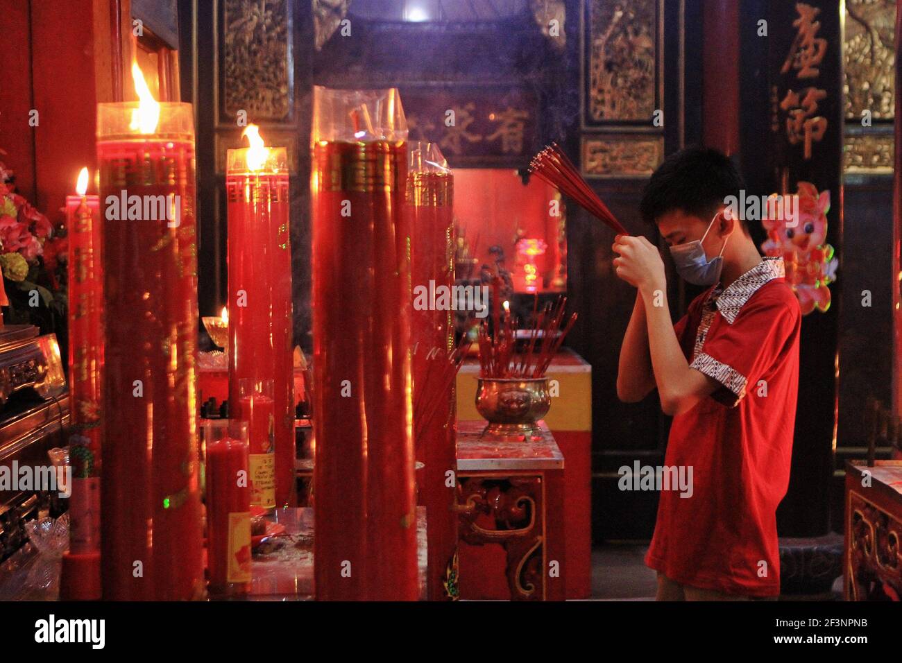 Capodanno cinese lunare in mezzo COVID-19 Pandemic a Yogyakarta Foto Stock