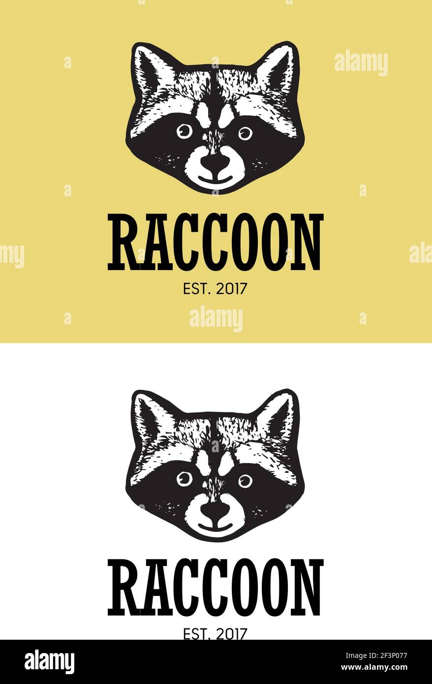 Segno di procione. Simbolo di animale selvatico per l'azienda o la squadra sportiva. Logo della testa dei procioni. Illustrazione vettoriale. Illustrazione Vettoriale