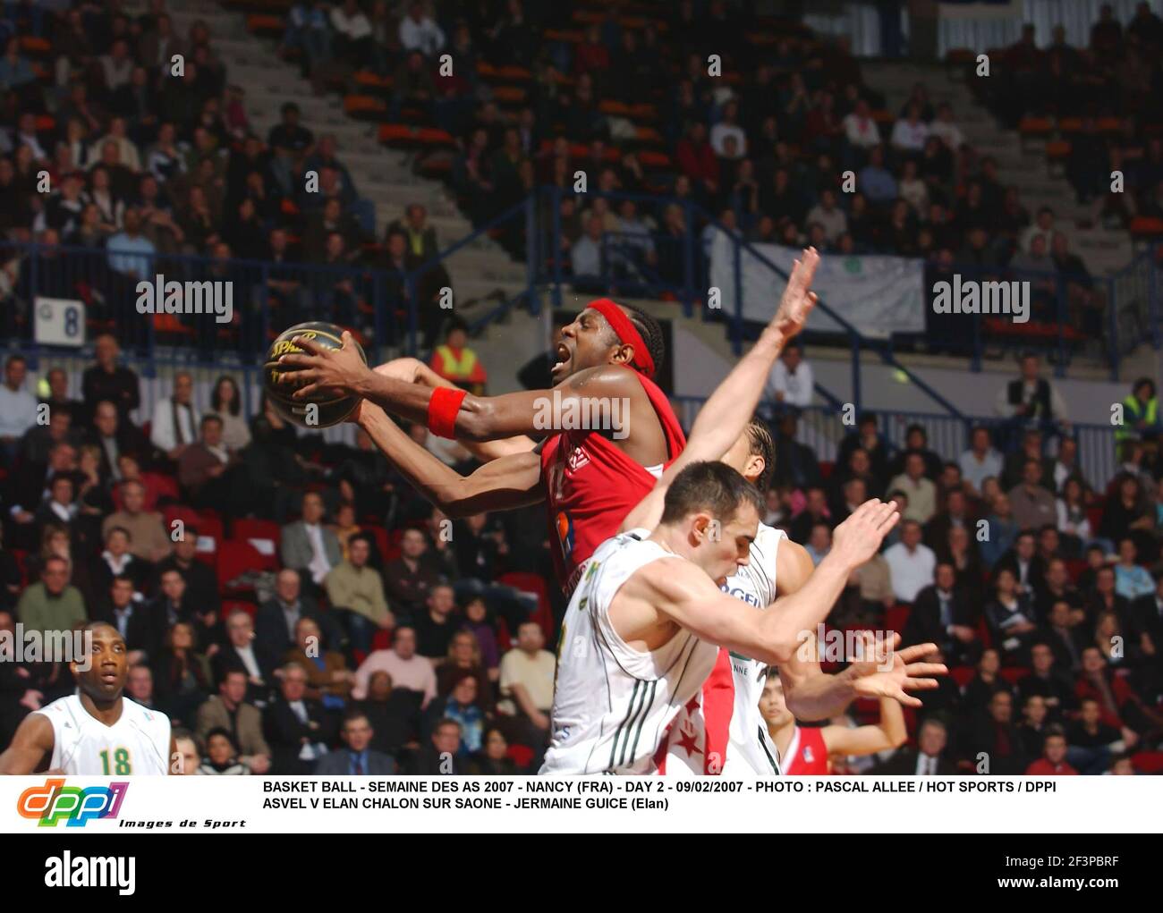 BASKET BALL - SEMAINE DES AS 2007 - NANCY (FRA) - DAY 2 - 09/02/2007 - PHOTO : PASCAL ALLEE / HOT SPORTS / DPPI ASVEL V ELAN CHALON SUR SAONE - JERMAINE GUICE (ELAN) Foto Stock