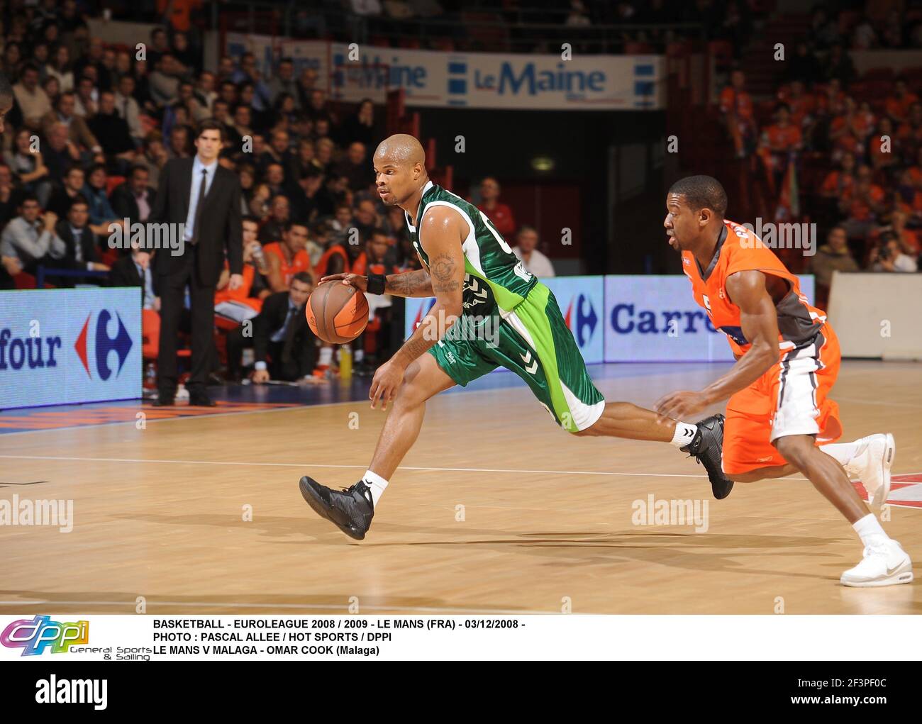 BASKETBALL - EUROLEGA 2008 / 2009 - LE MANS (FRA) - 03/12/2008 - PHOTO : PASCAL ALLEE / HOT SPORTS / DPPILE MANS V MALAGA - OMAR COOK (MALAGA) Foto Stock