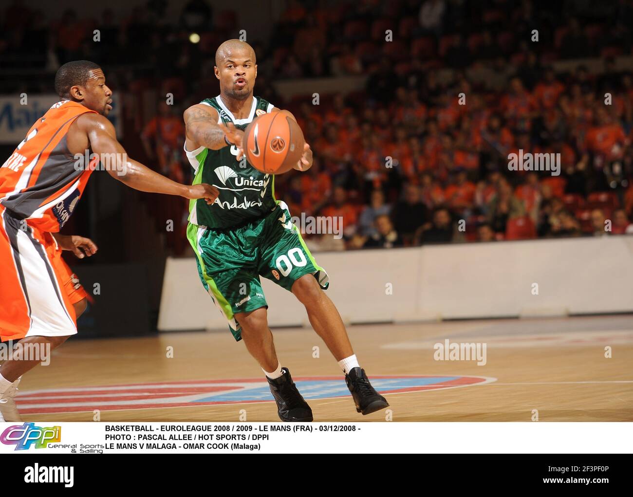 BASKETBALL - EUROLEGA 2008 / 2009 - LE MANS (FRA) - 03/12/2008 - PHOTO : PASCAL ALLEE / HOT SPORTS / DPPILE MANS V MALAGA - OMAR COOK (MALAGA) Foto Stock