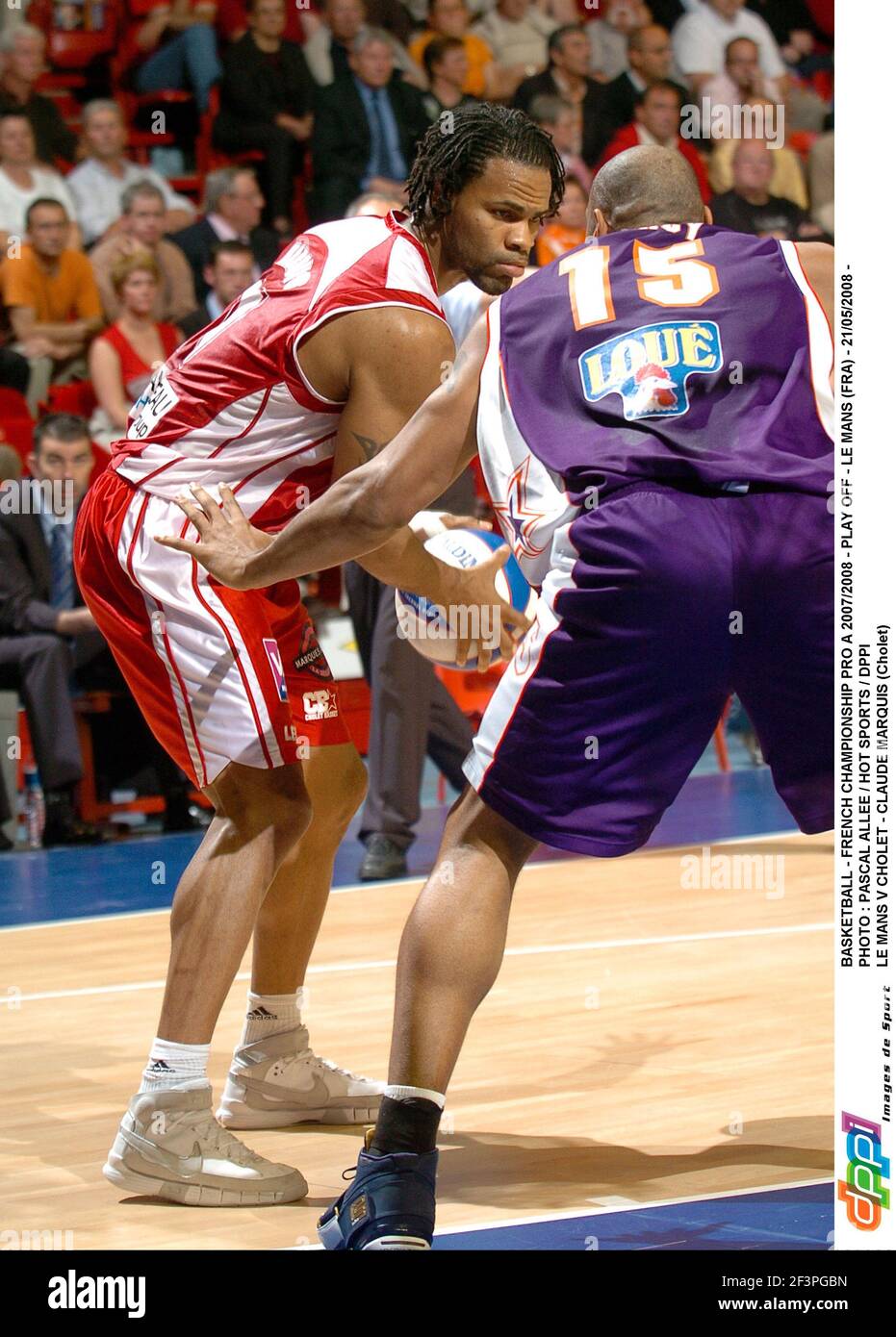 BASKETBALL - CAMPIONATO FRANCESE PRO A 2007/2008 - PLAY OFF - LE MANS (FRA) - 21/05/2008 - PHOTO : PASCAL ALLEE / HOT SPORTS / DPPI LE MANS V CHOLET - CLAUDE MARQUIS (CHOLET) Foto Stock